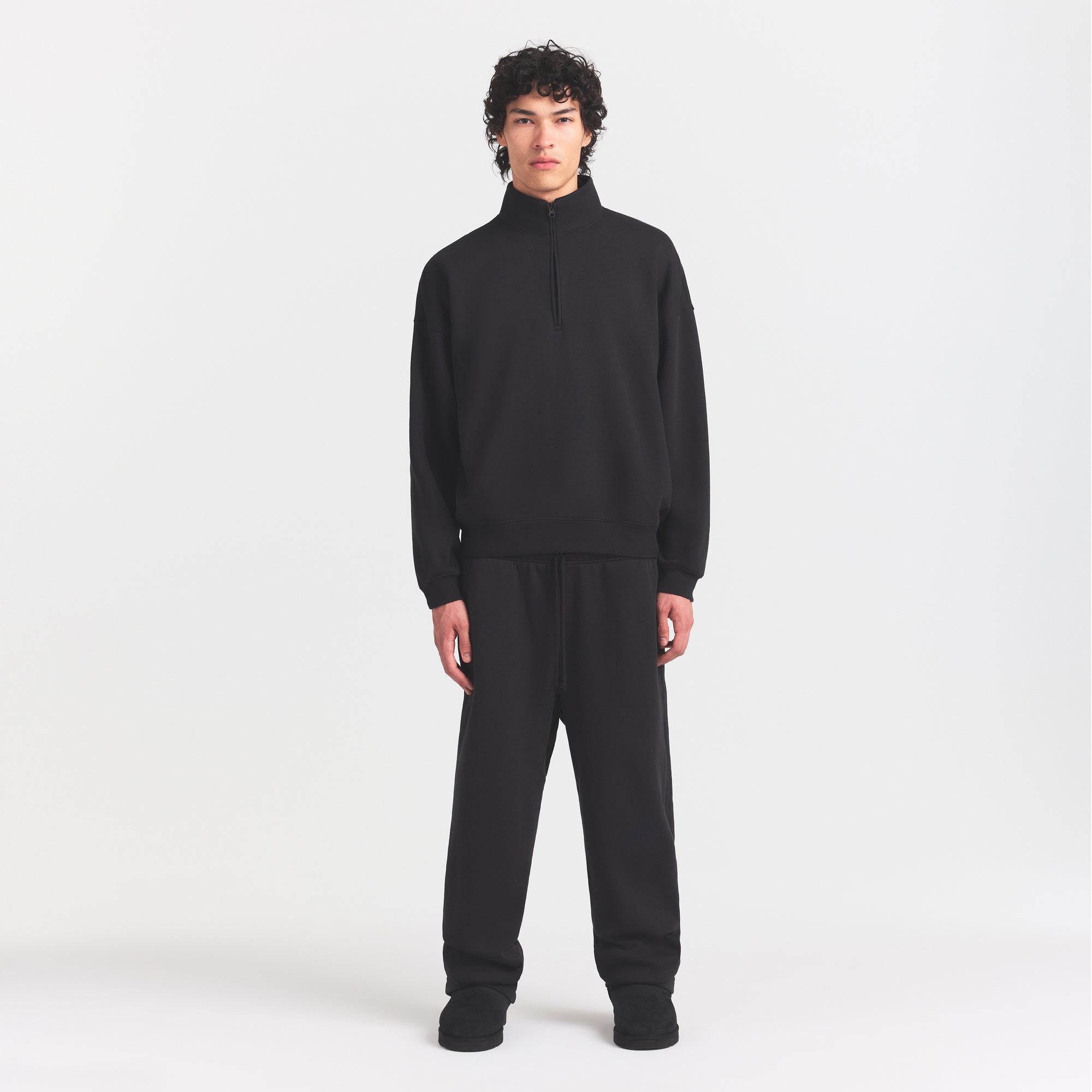 SKIMS FLEECE LOUNGE MENS RELAXED QUARTER ZIP | WASHED ONYX - Sneaker Türkiye