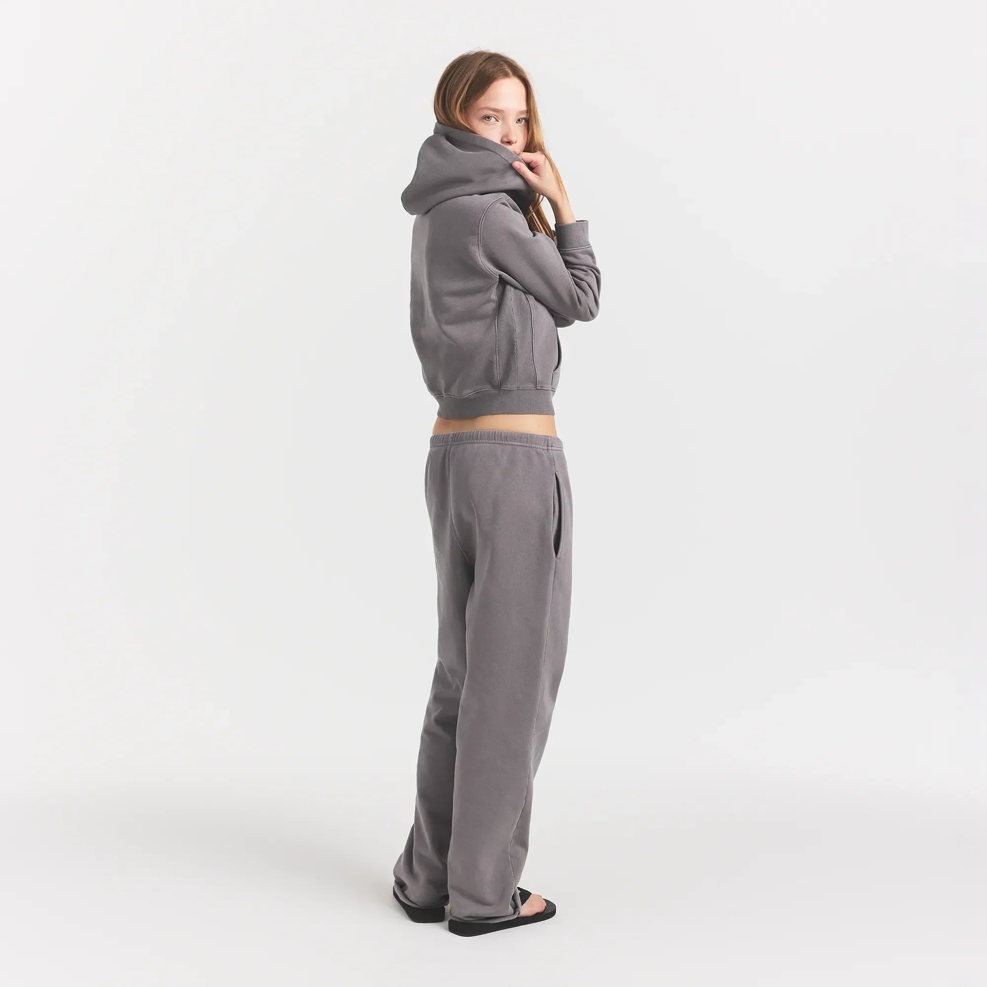 SKIMS BOYFRIEND FLEECE ZIP UP HOODIE | SHADOW - Sneaker Türkiye