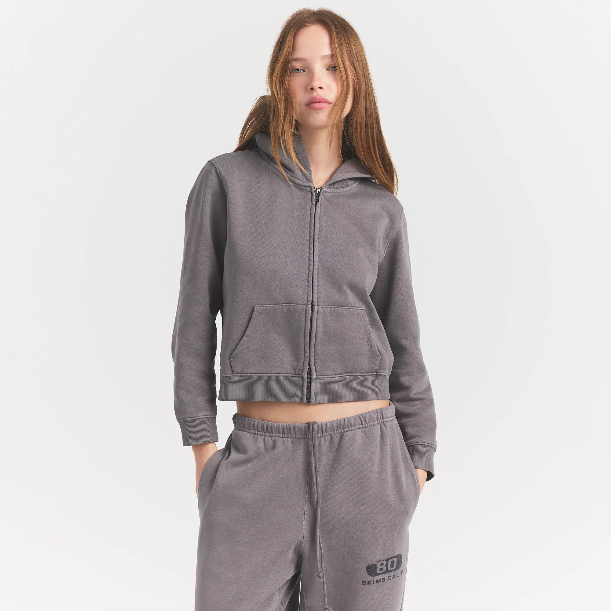 SKIMS BOYFRIEND FLEECE ZIP UP HOODIE | SHADOW - Sneaker Türkiye