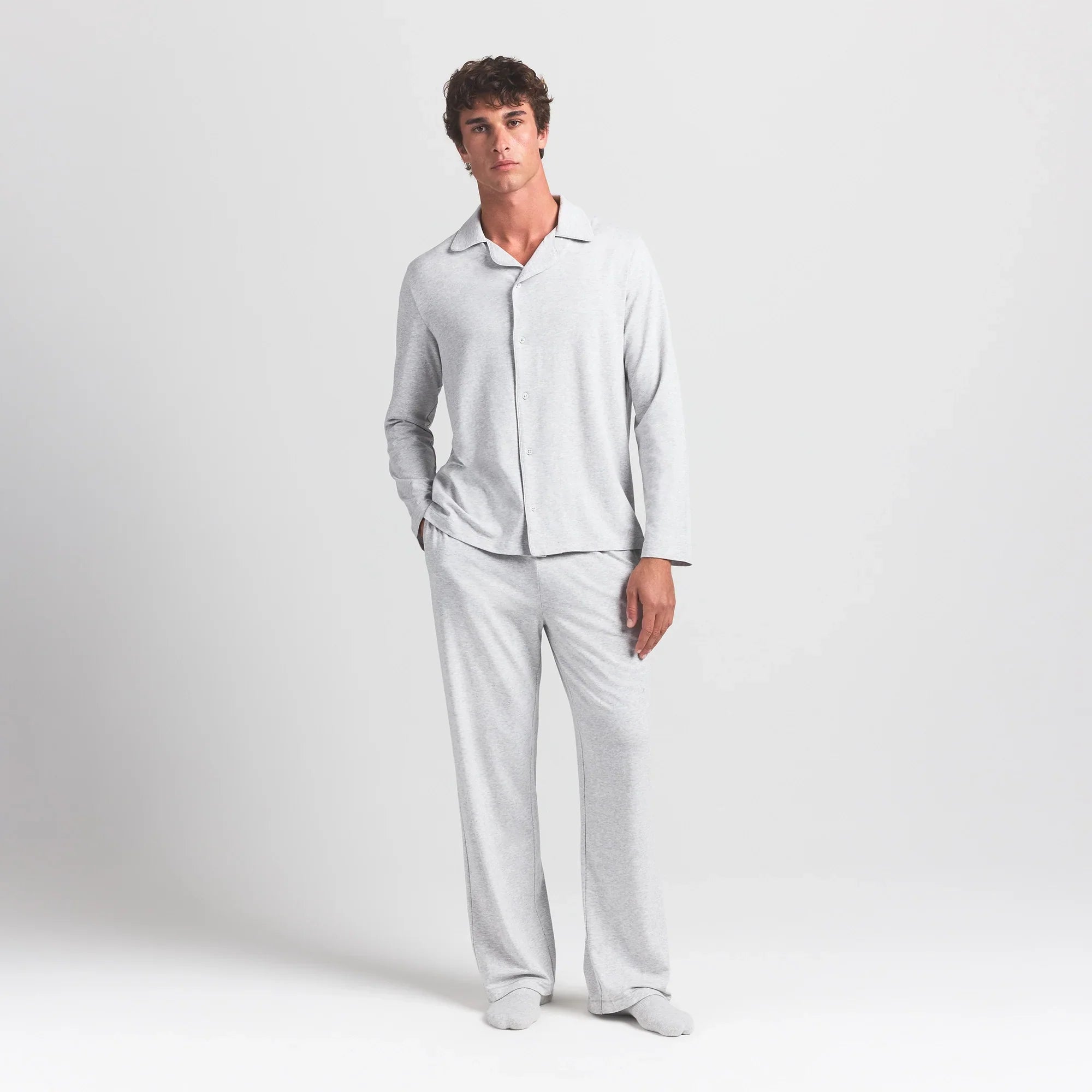 SKIMS JERSEY SLEEP MENS SLEEP SET | LIGHT HEATHER GREY - Sneaker Türkiye