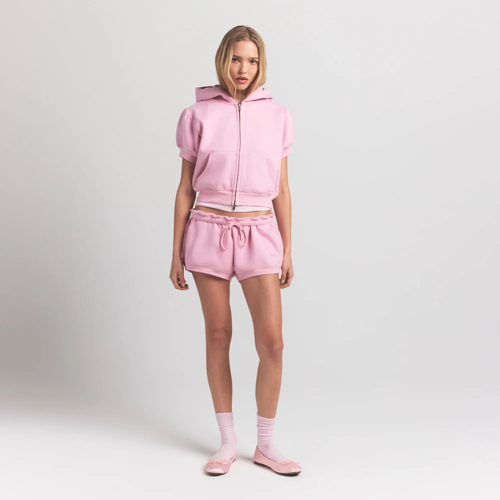 SKIMS COTTON FLEECE BUBBLE SLEEVE CROPPED ZIP UP | HALITE - Sneaker Türkiye