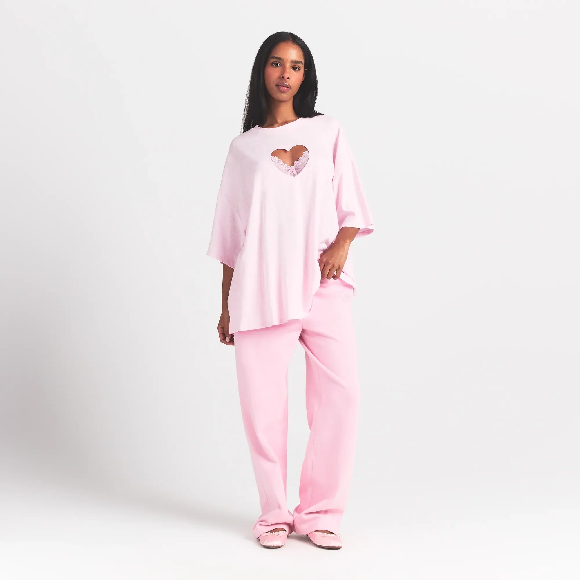 SKIMS WORN IN JERSEY HEART OVERBedenD T-SHIRT | BABY PINK - Sneaker Türkiye