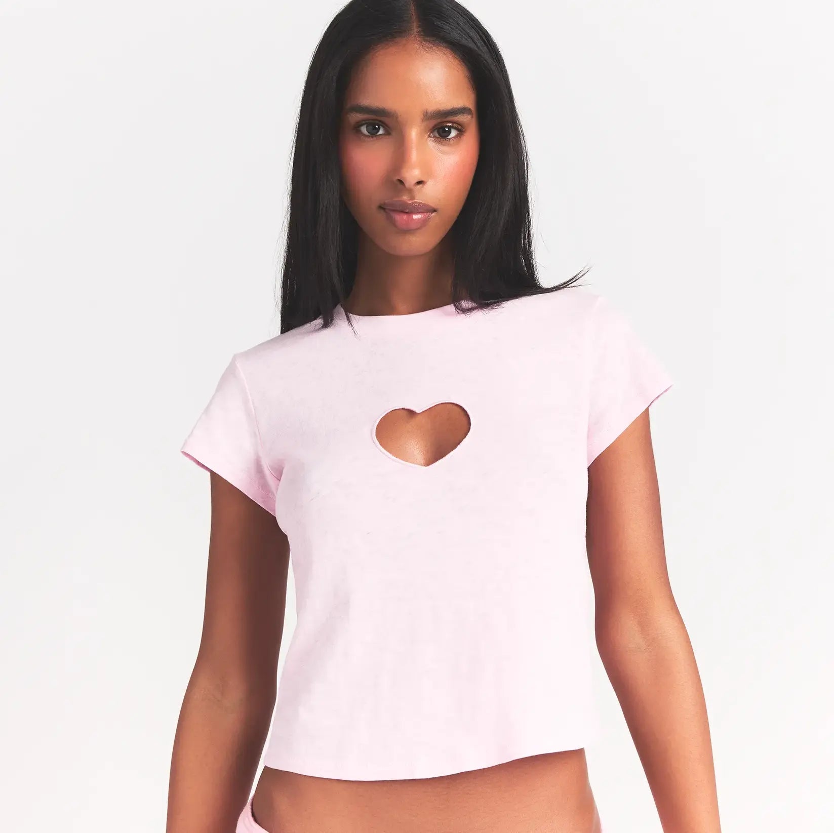 SKIMS WORN IN JERSEY HEART BABY TEE | BABY PINK - Sneaker Türkiye