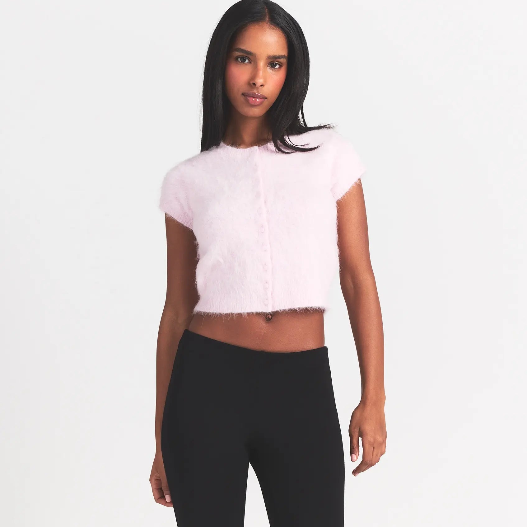 SKIMS BRUSHED ALPACA SHORT SLEEVE CARDIGAN | CHERRY BLOSSOM - Sneaker Türkiye