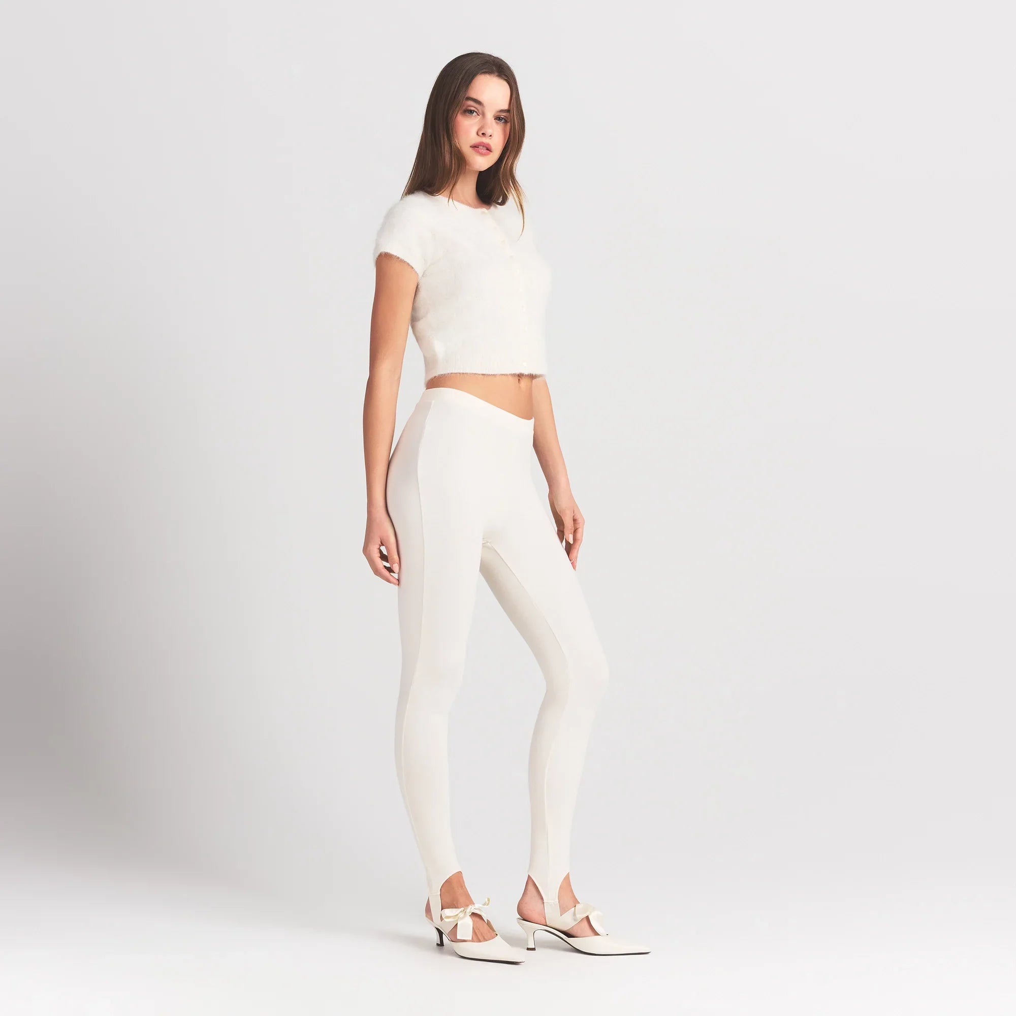 SKIMS BRUSHED ALPACA SHORT SLEEVE CARDIGAN | EGRET - Sneaker Türkiye