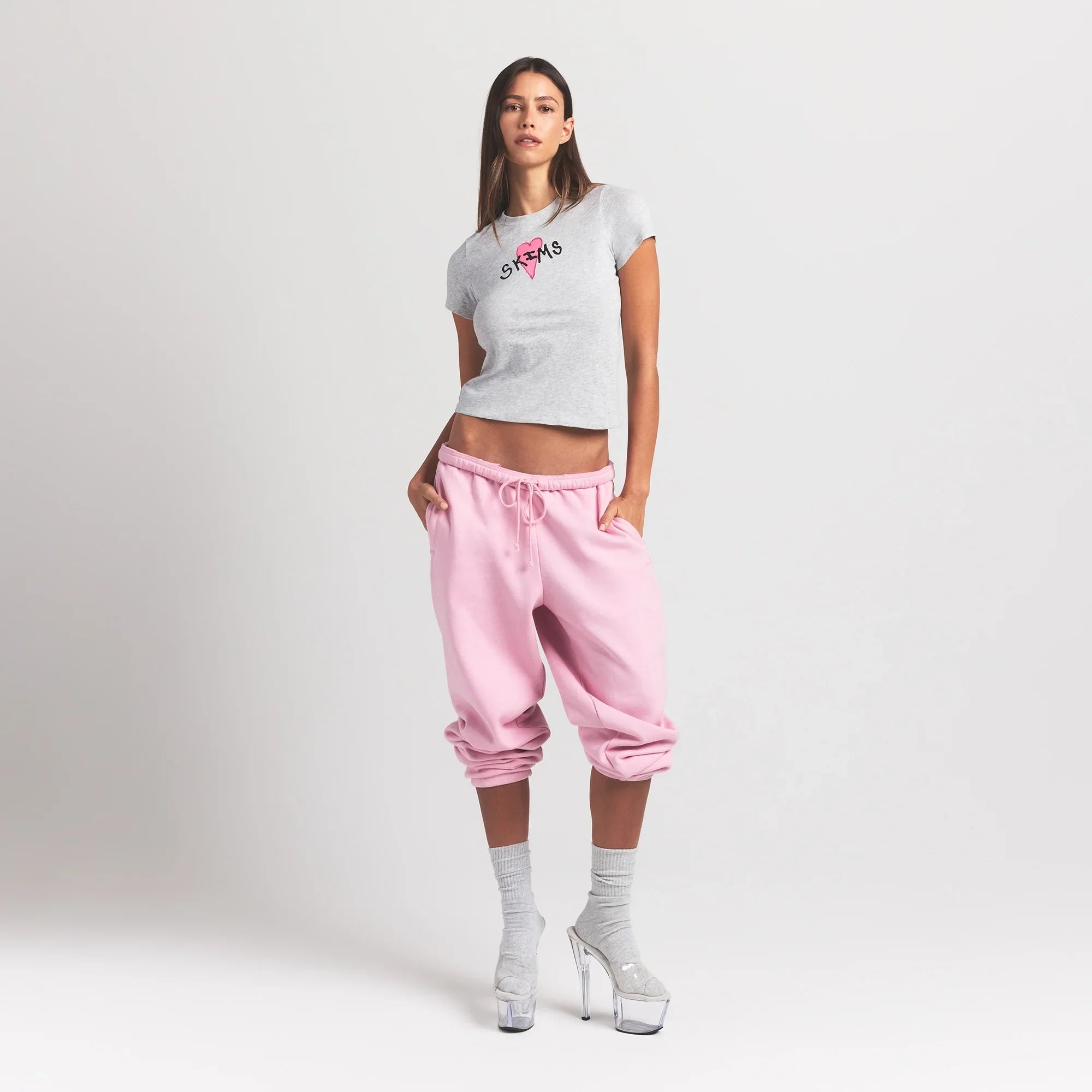 WORN IN JERSEY T-SHIRT | LIGHT HEATHER GREY SKIMS HEART - Sneaker Türkiye