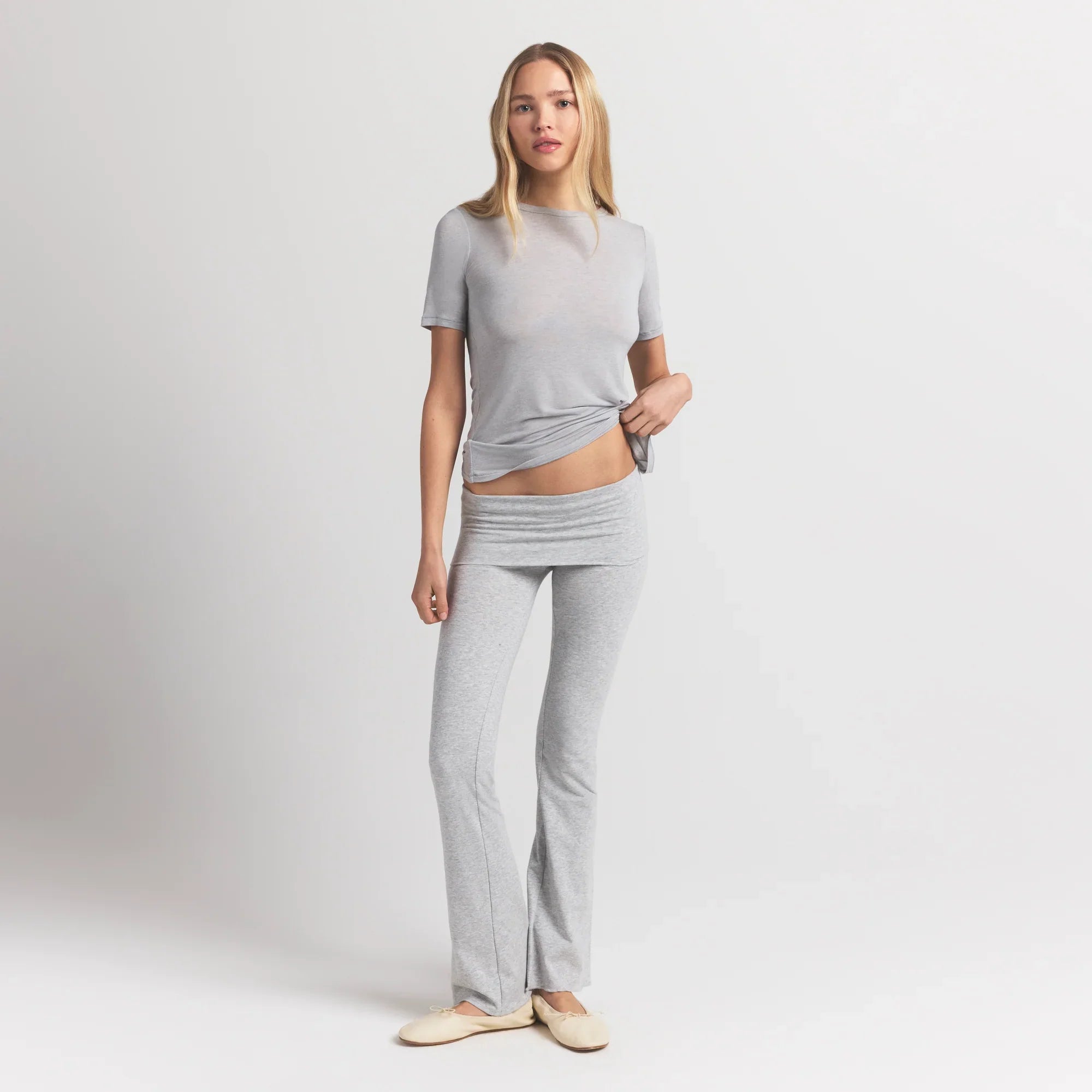 SKIMS SHEER MODAL LONG T-SHIRT | HEATHER GREY - Sneaker Türkiye