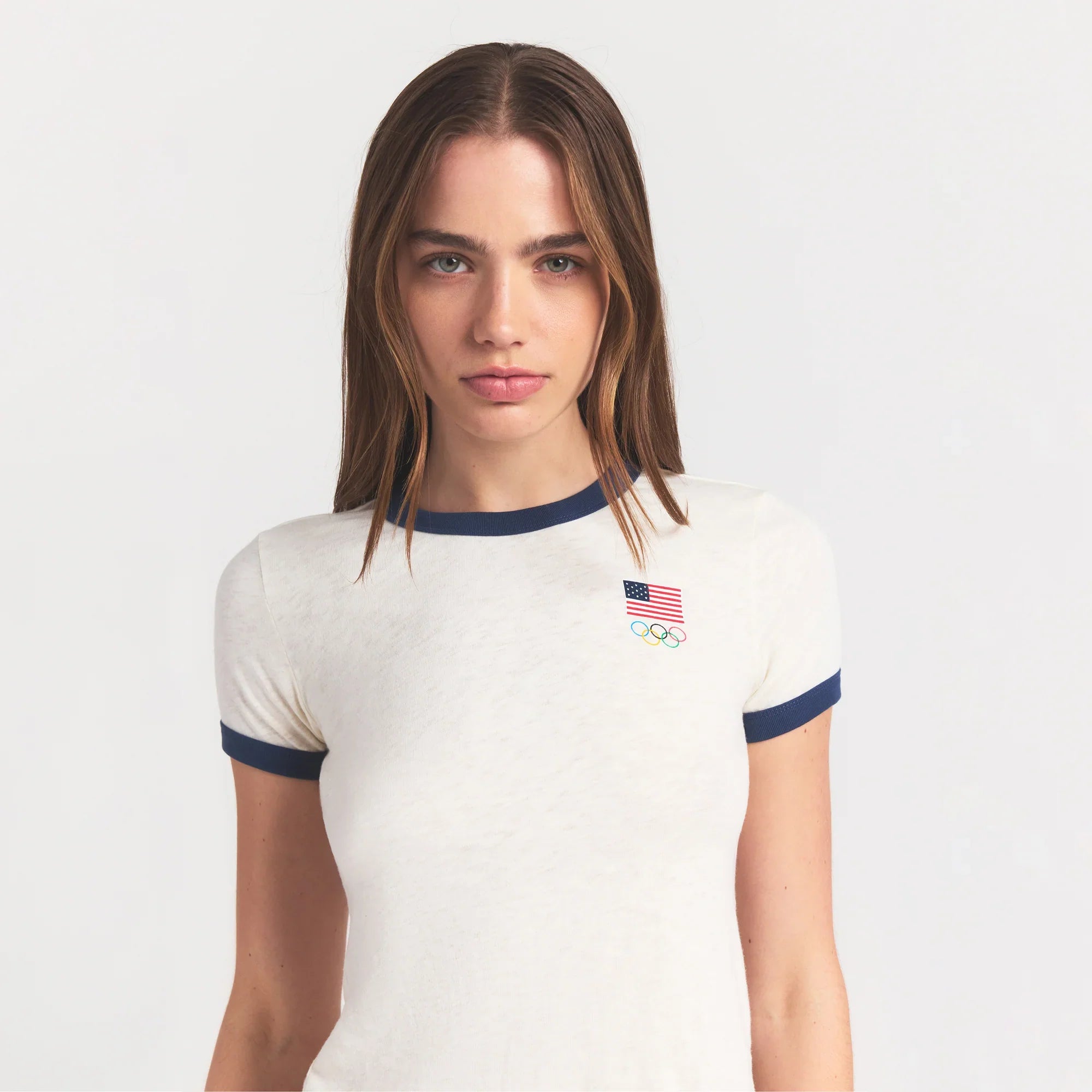SKIMS FOR TEAM USA WORN IN JERSEY OLYMPIC SHRUNKEN T-SHIRT | ECRU - Sneaker Türkiye