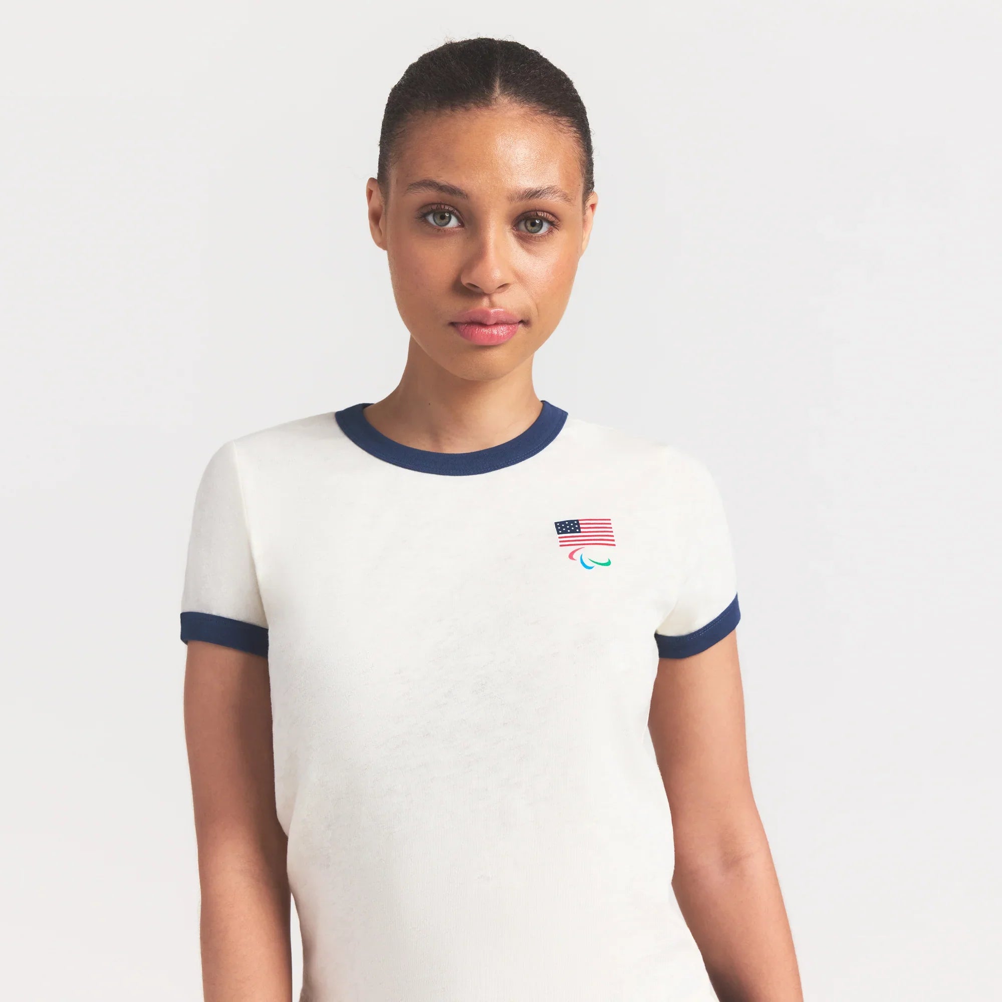 SKIMS FOR TEAM USA WORN IN JERSEY PARALYMPIC SHRUNKEN T-SHIRT | ECRU - Sneaker Türkiye