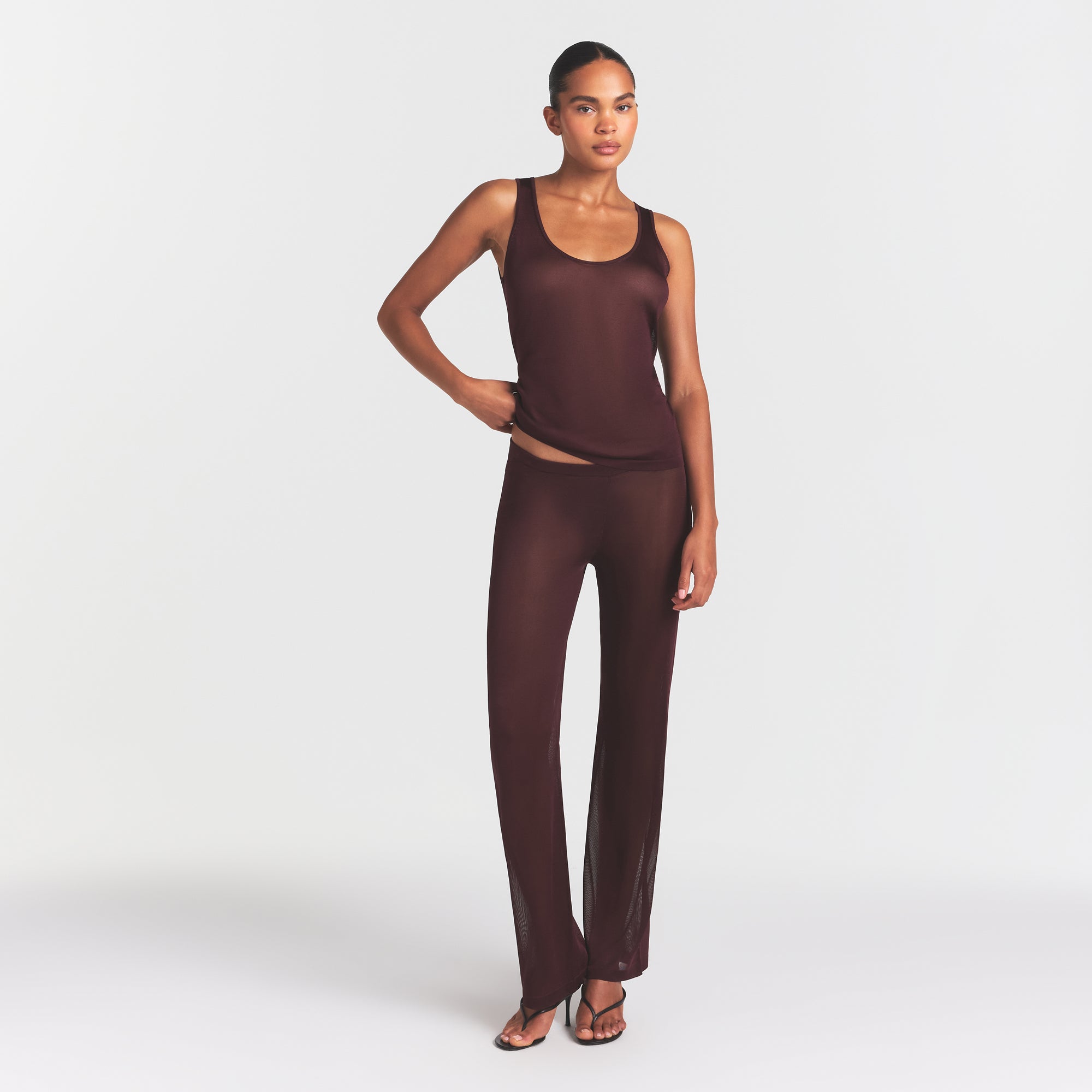 SKIMS SLINKY KNIT SCOOP LONG TANK | CURRANT - Sneaker Türkiye