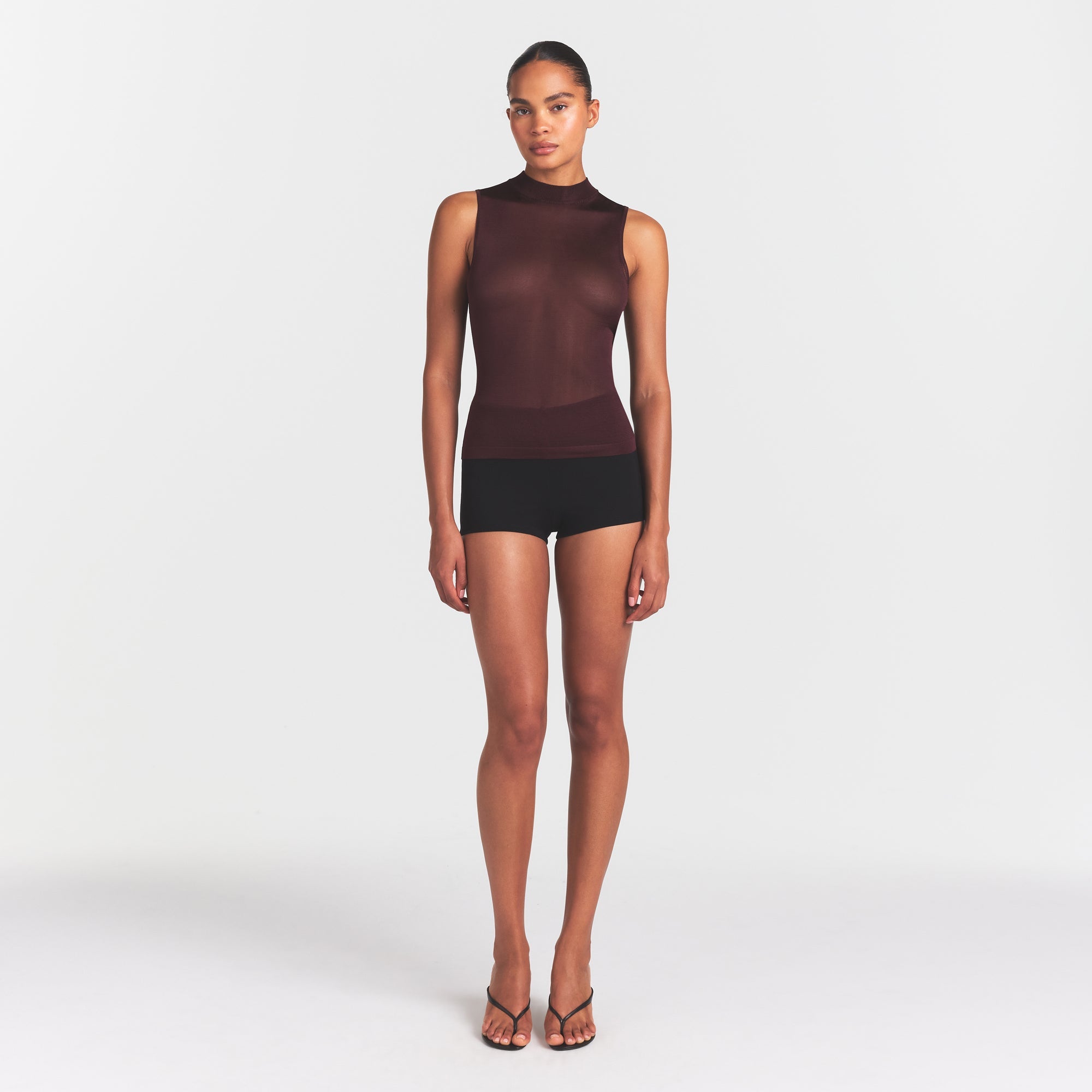 SKIMS SLINKY KNIT MOCK NECK TANK | CURRANT - Sneaker Türkiye