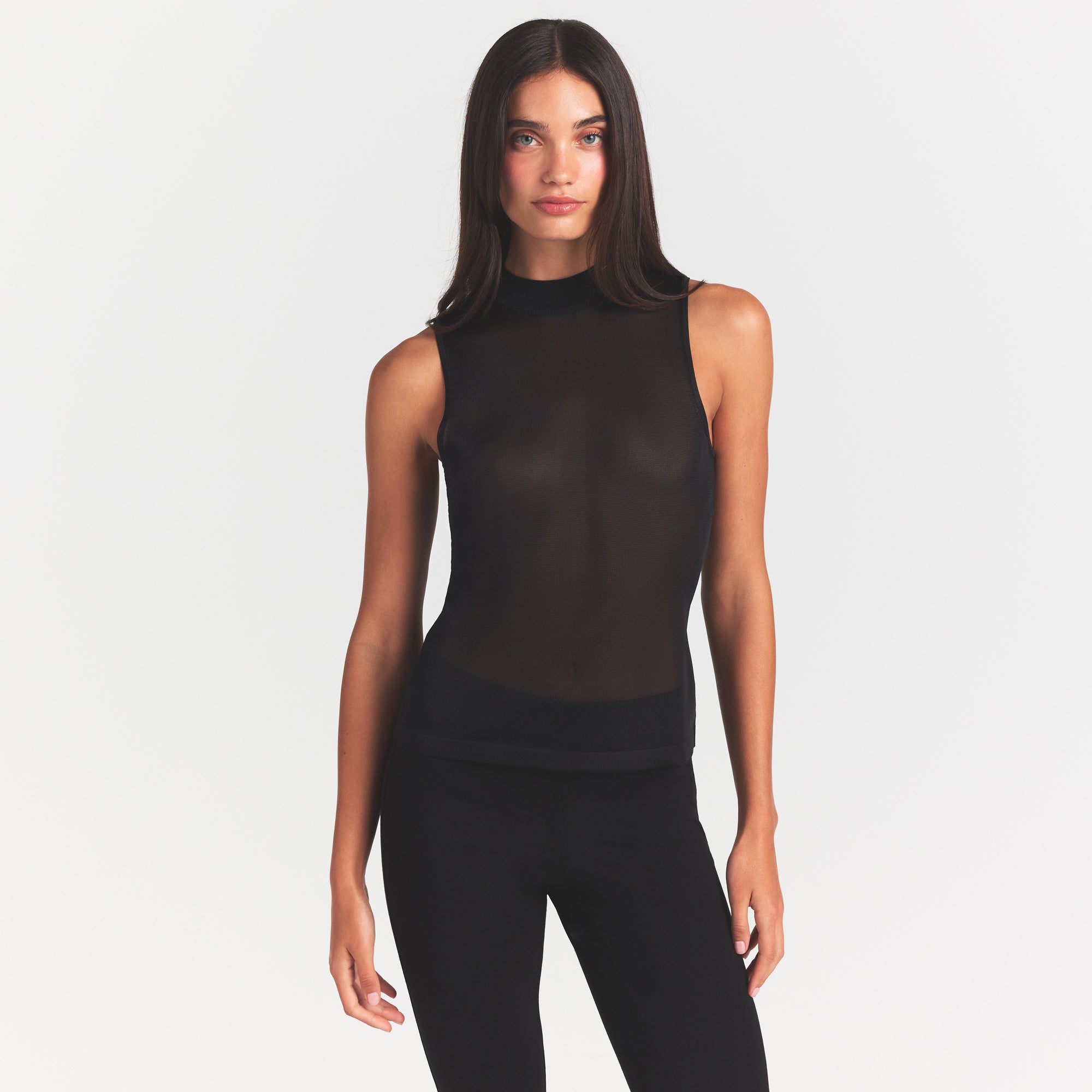 SKIMS SLINKY KNIT MOCK NECK TANK | OBSIDIAN - Sneaker Türkiye