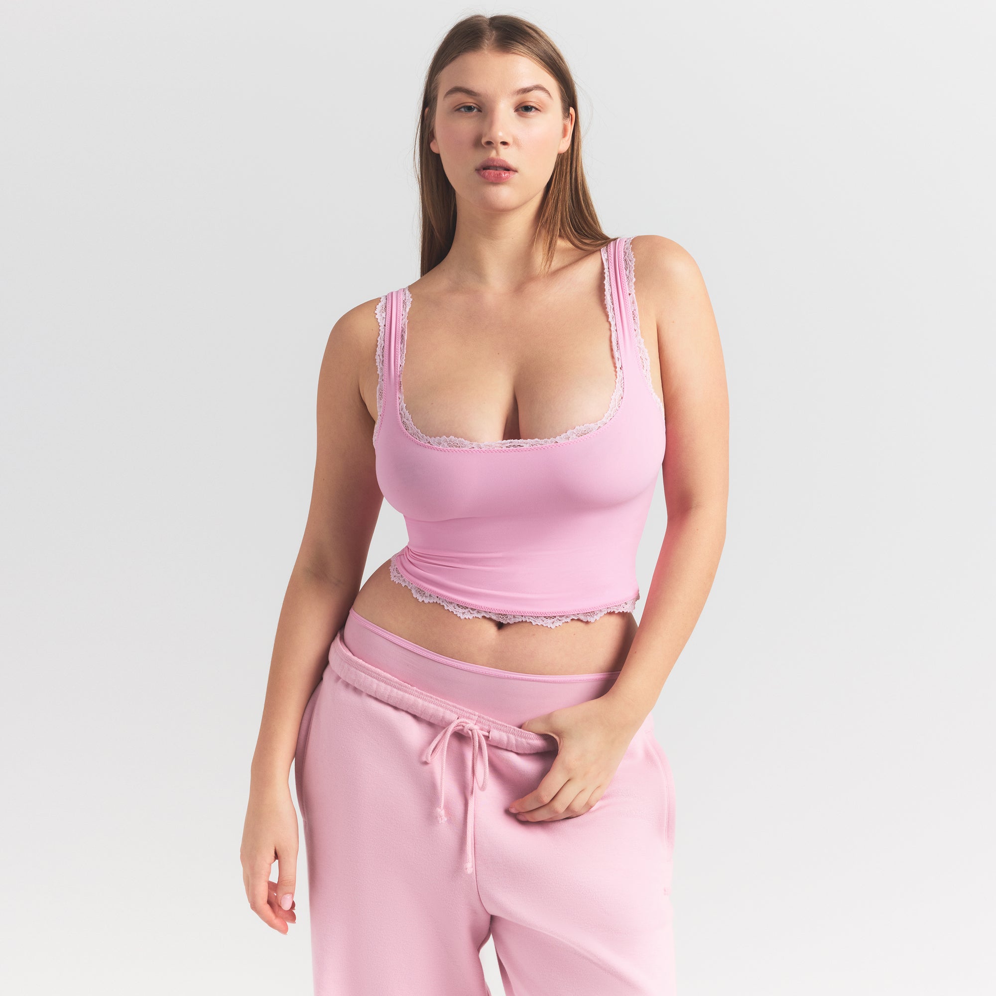 SKIMS FITS EVERYBODY LACE TANK | BUBBLE GUM TONAL - Sneaker Türkiye