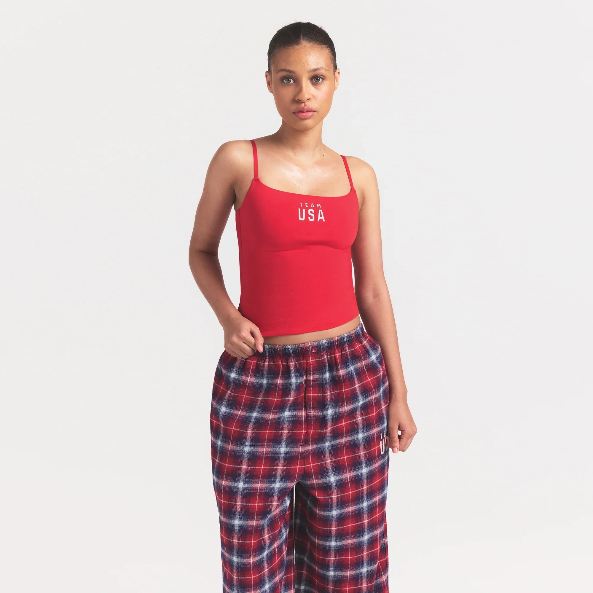 SKIMS FOR TEAM USA COTTON JERSEY PARALYMPIC CAMI | RED - Sneaker Türkiye
