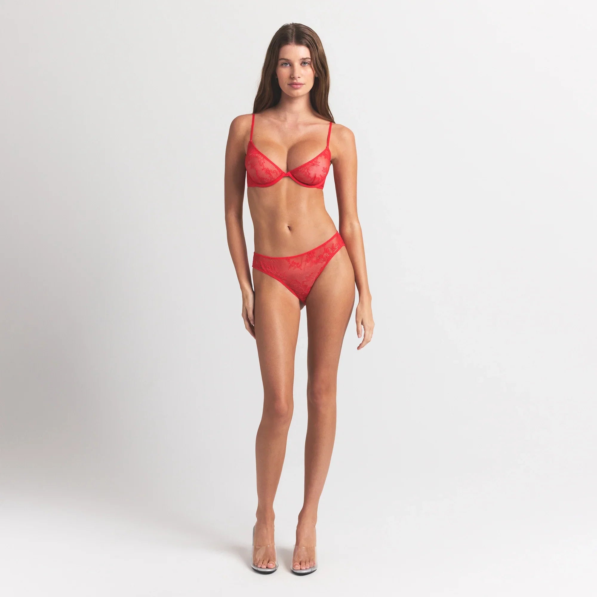 SKIMS ULTRA FINE LACE PEEK-A-BOO BIKINI | RUBY - Sneaker Türkiye