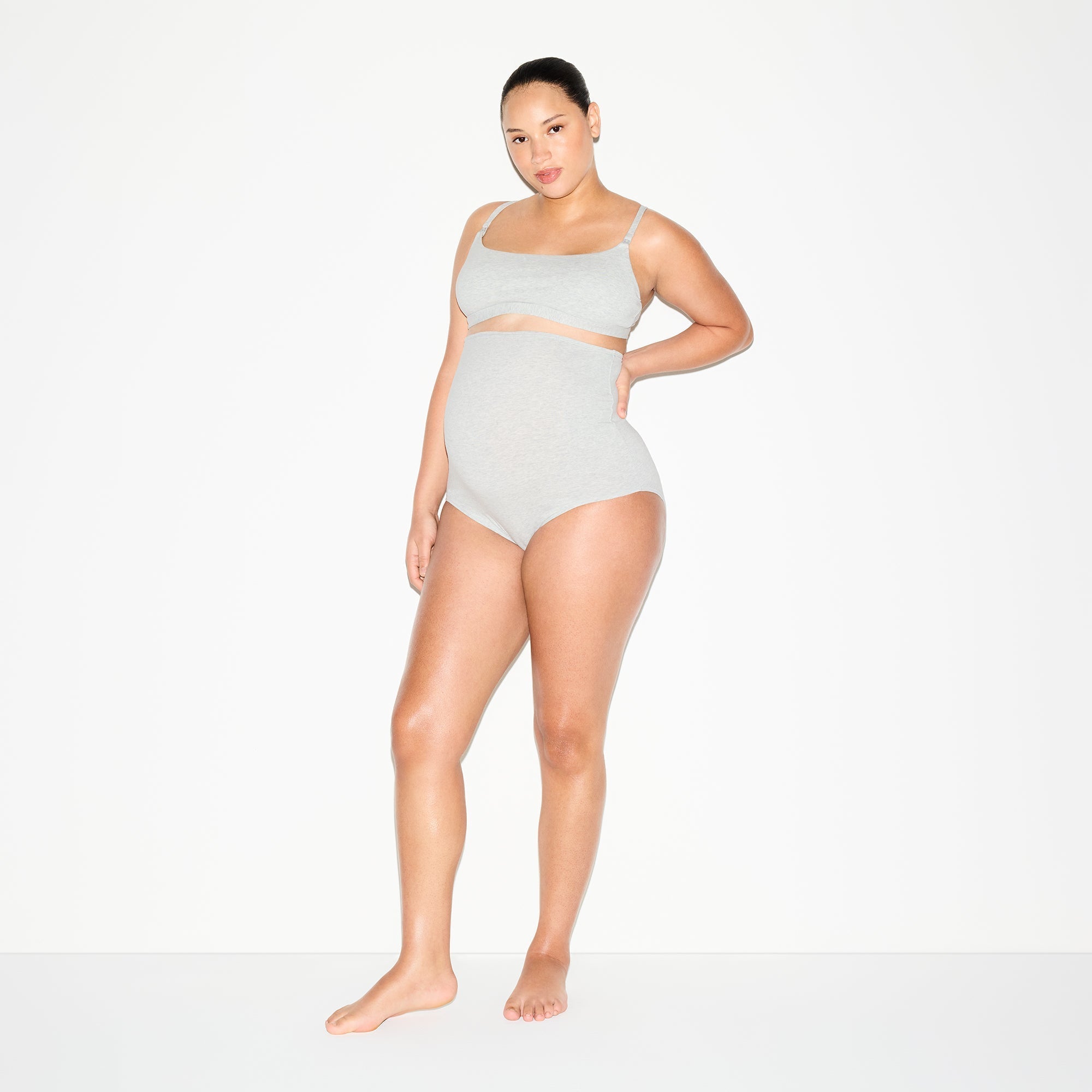 SKIMS COTTON JERSEY MATERNITY HIGH-WAISTED BRIEF 5-PACK | LIGHT HEATHER GREY - Sneaker Türkiye