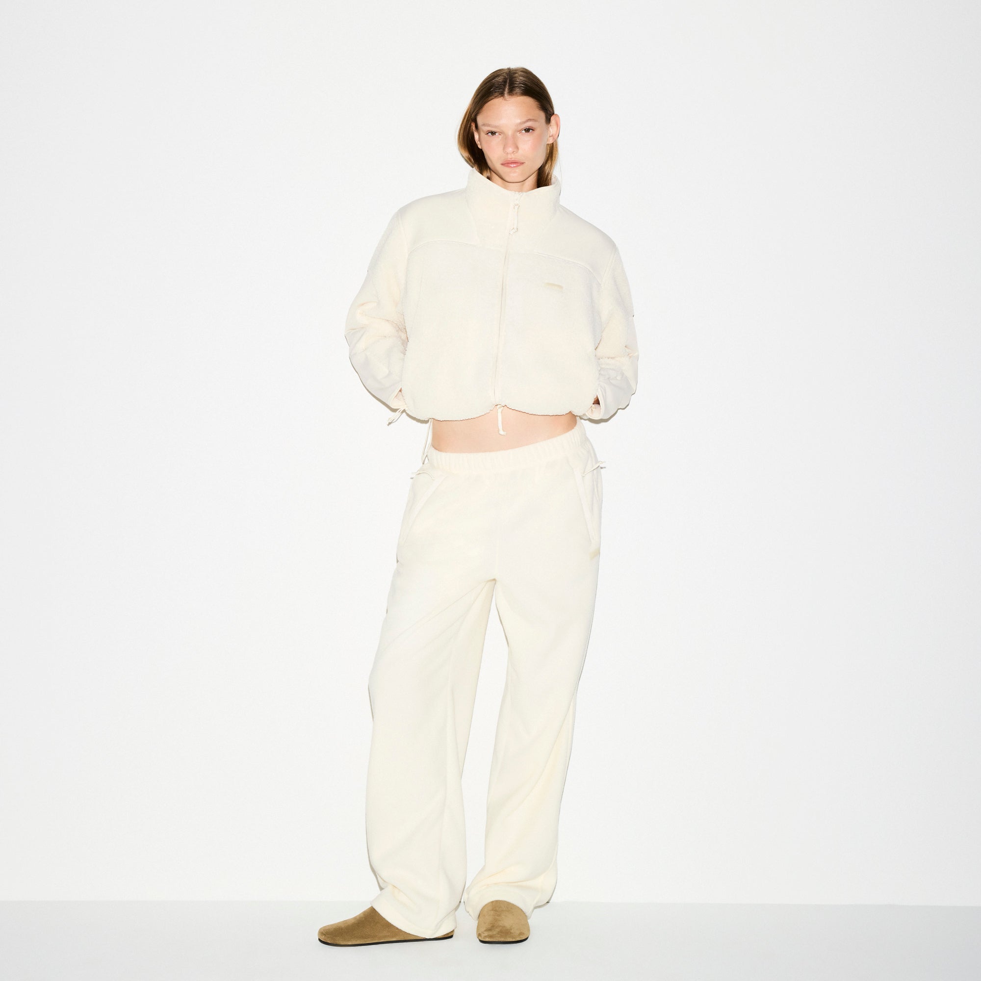 SKIMS OUTDOOR FLEECE STRAIGHT LEG PANT | ECRU - Sneaker Türkiye