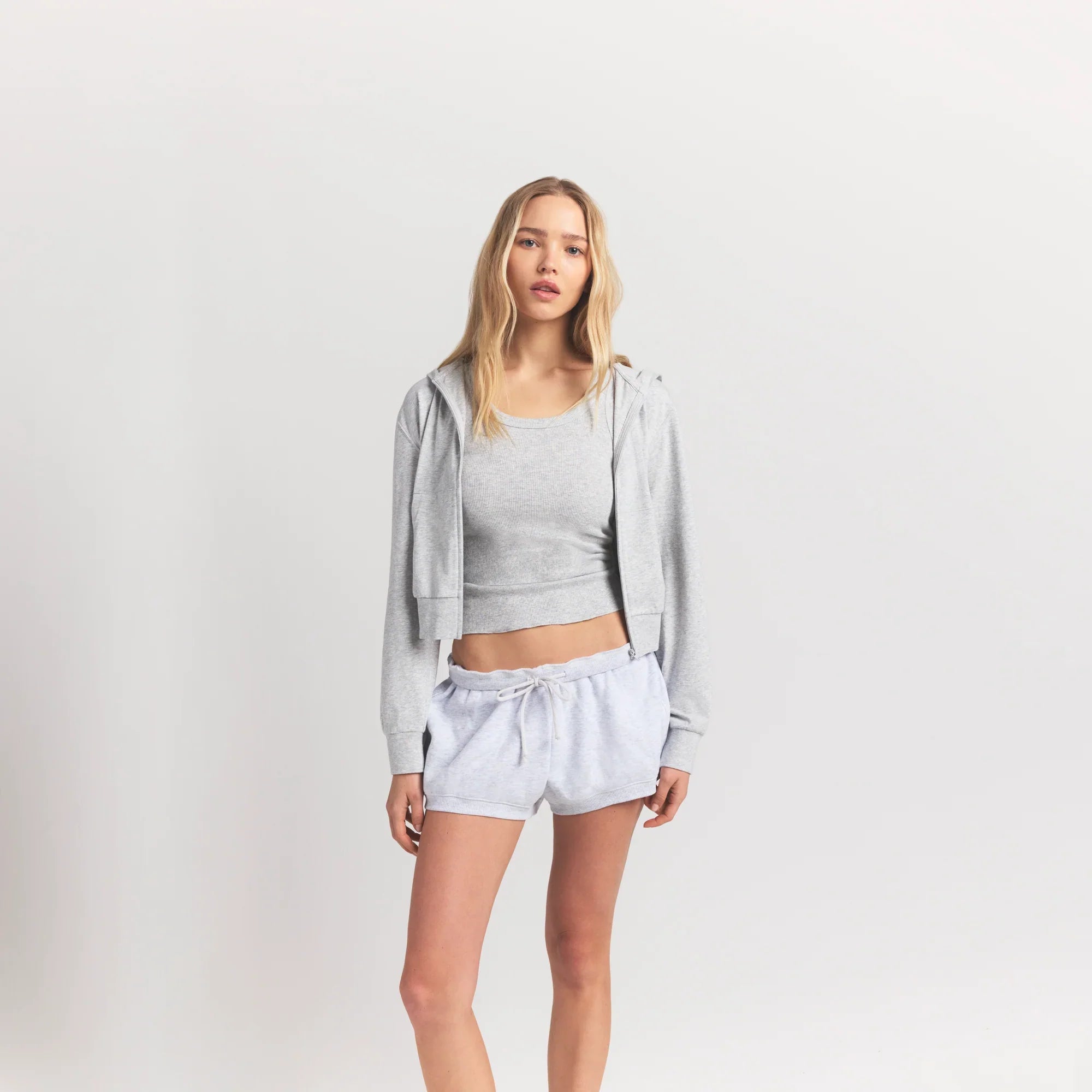 SKIMS COTTON JERSEY ZIP UP HOODIE | LIGHT HEATHER GREY - Sneaker Türkiye
