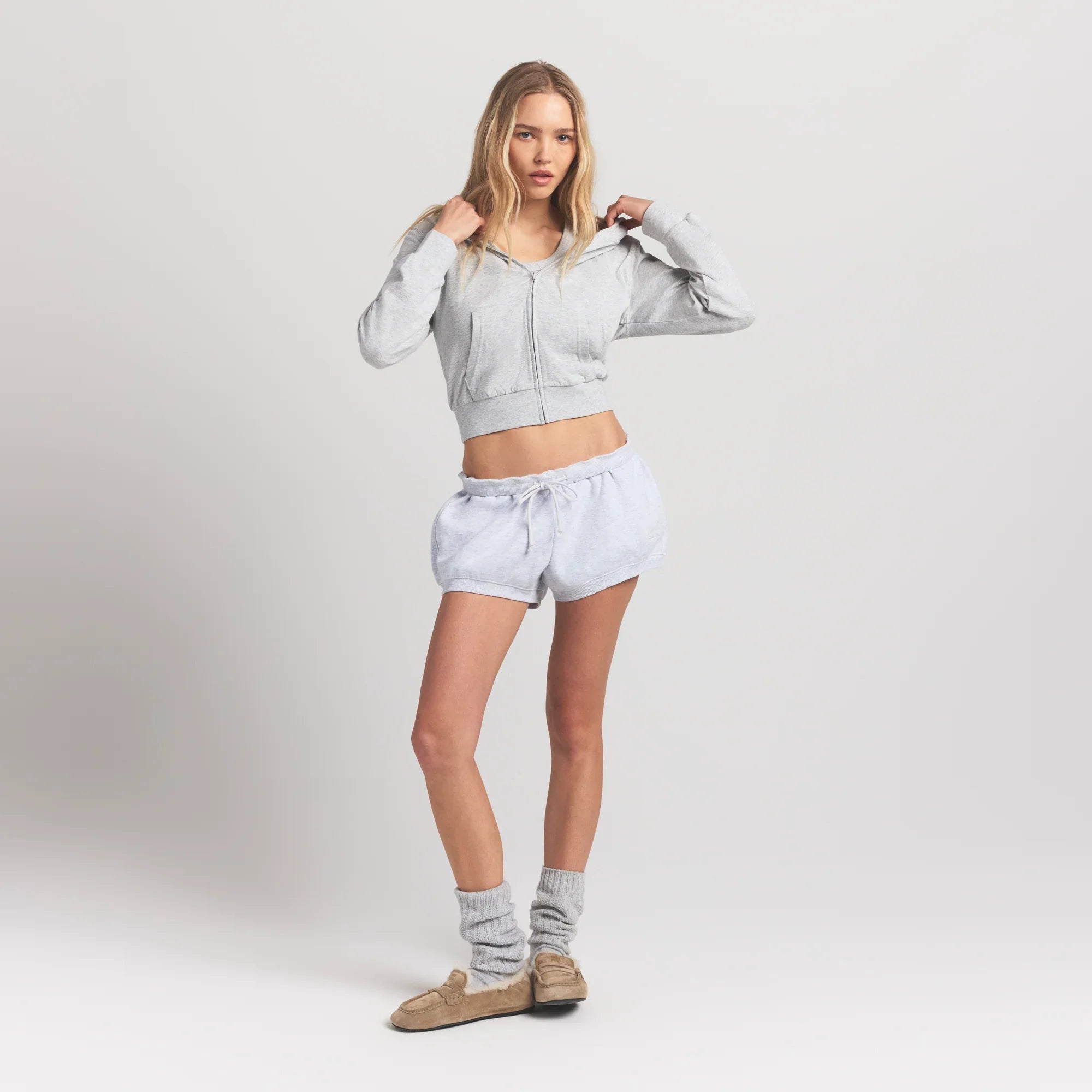 SKIMS COTTON JERSEY ZIP UP HOODIE | LIGHT HEATHER GREY - Sneaker Türkiye