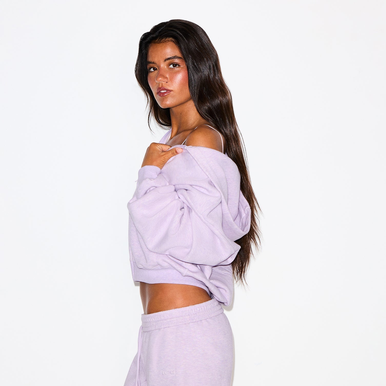 SKIMS COTTON FLEECE CLASSIC ZIP UP HOODIE | PURPLE HEATHER - Sneaker Türkiye