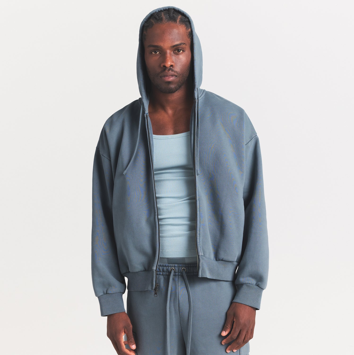 SKIMS HEAVYWEIGHT FLEECE MENS ZIP UP HOODIE | KYANITE - Sneaker Türkiye