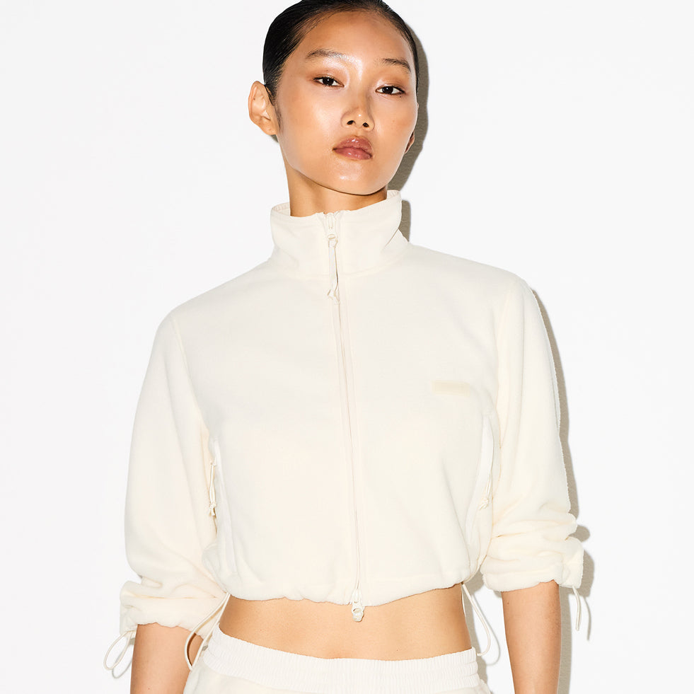SKIMS OUTDOOR FLEECE CROPPED 3/4 SLEEVE JACKET | ECRU - Sneaker Türkiye