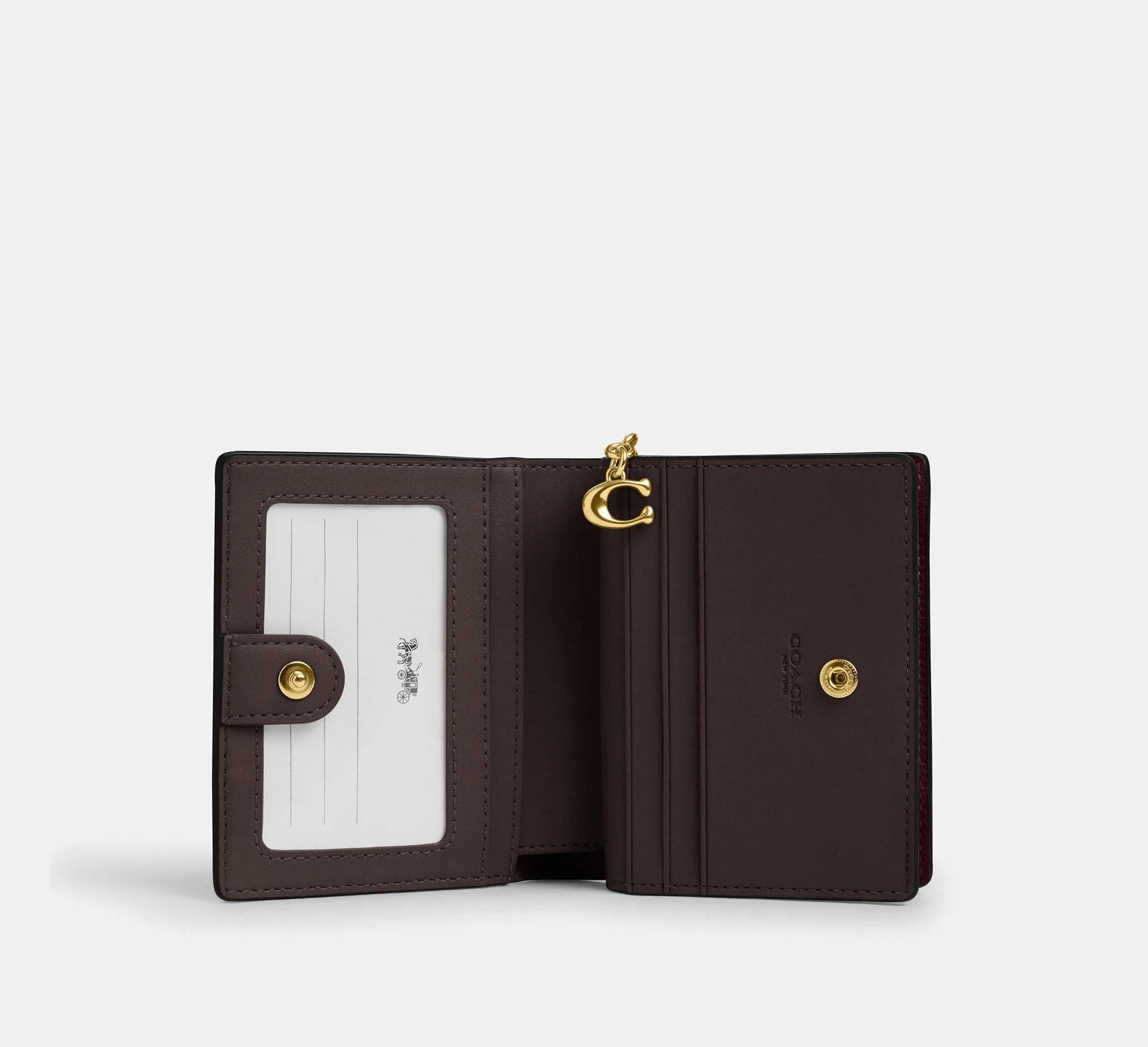 Coach Snap Wallet Gold/Merlot Deri - Sneaker Türkiye