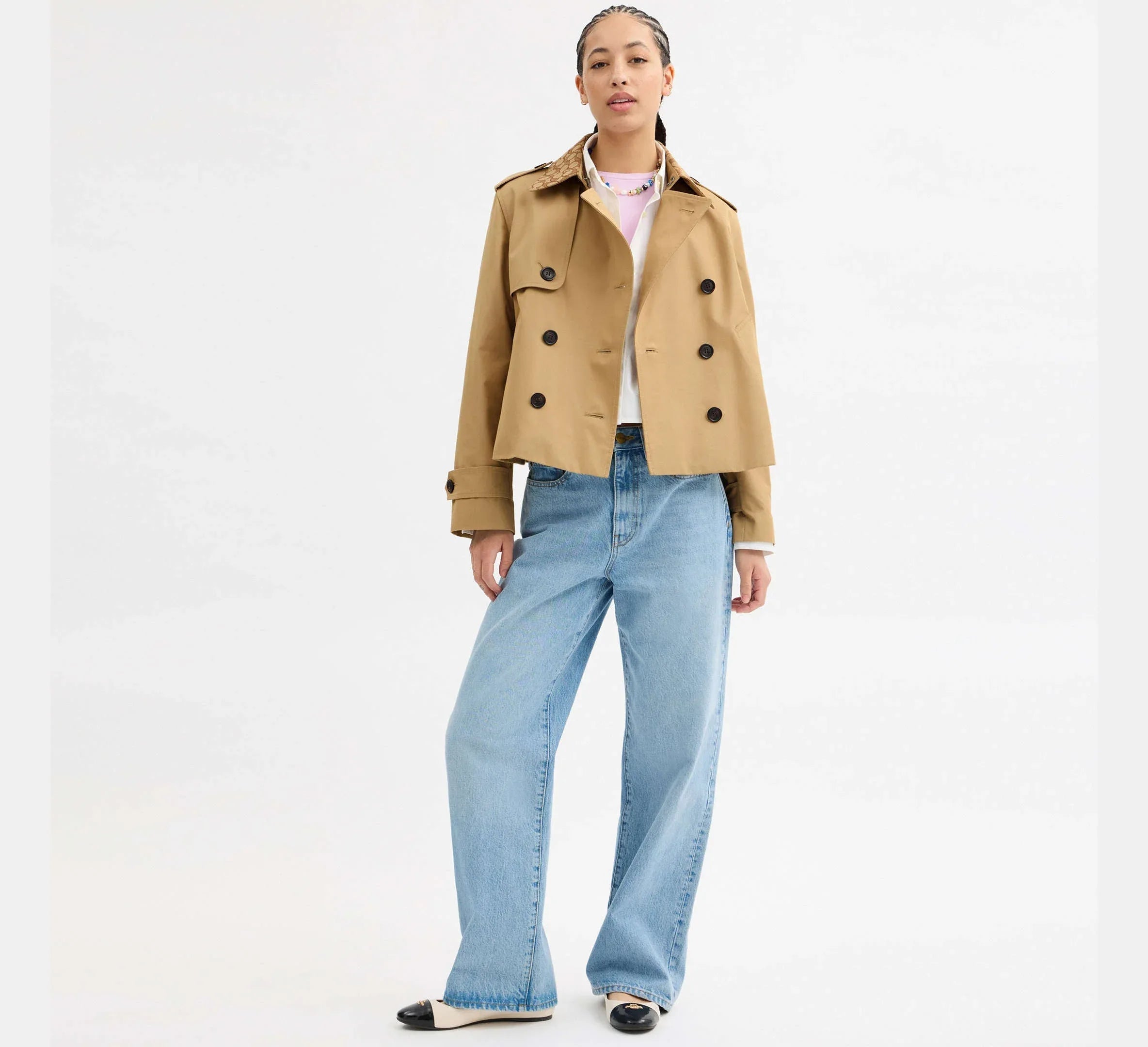 Coach Short Trench Coat With Signature Collar – Khaki - Sneaker Türkiye