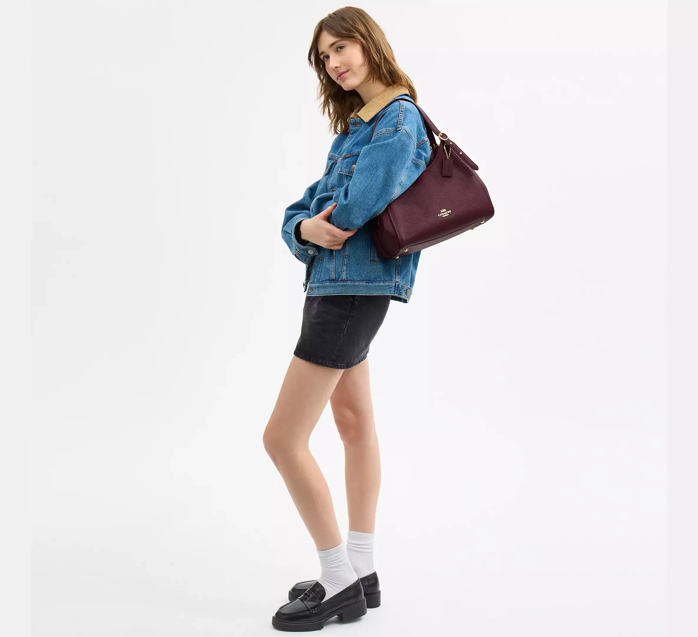 Coach Erin Shoulder Bag – Gold/Dark Wine - Sneaker Türkiye