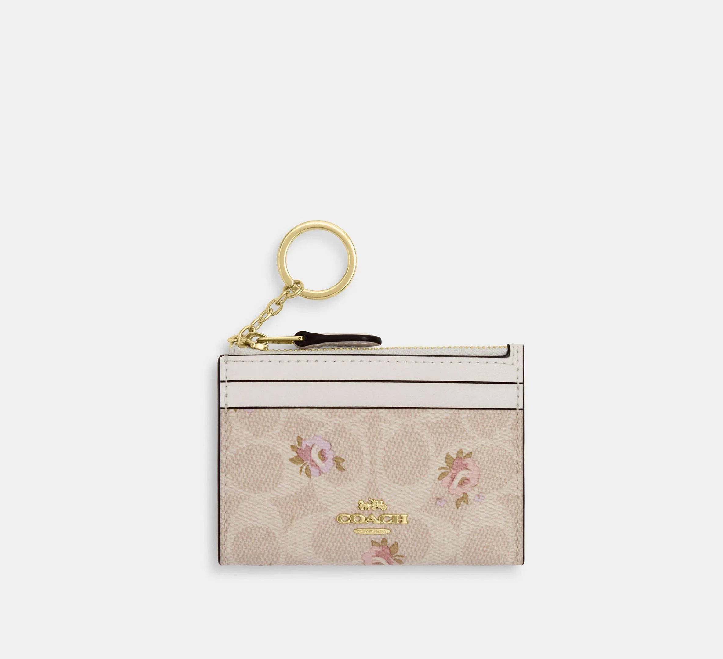 Coach Mini Skinny Id Case In Signature With Floral Print – Gold/Sand Multi - Sneaker Türkiye