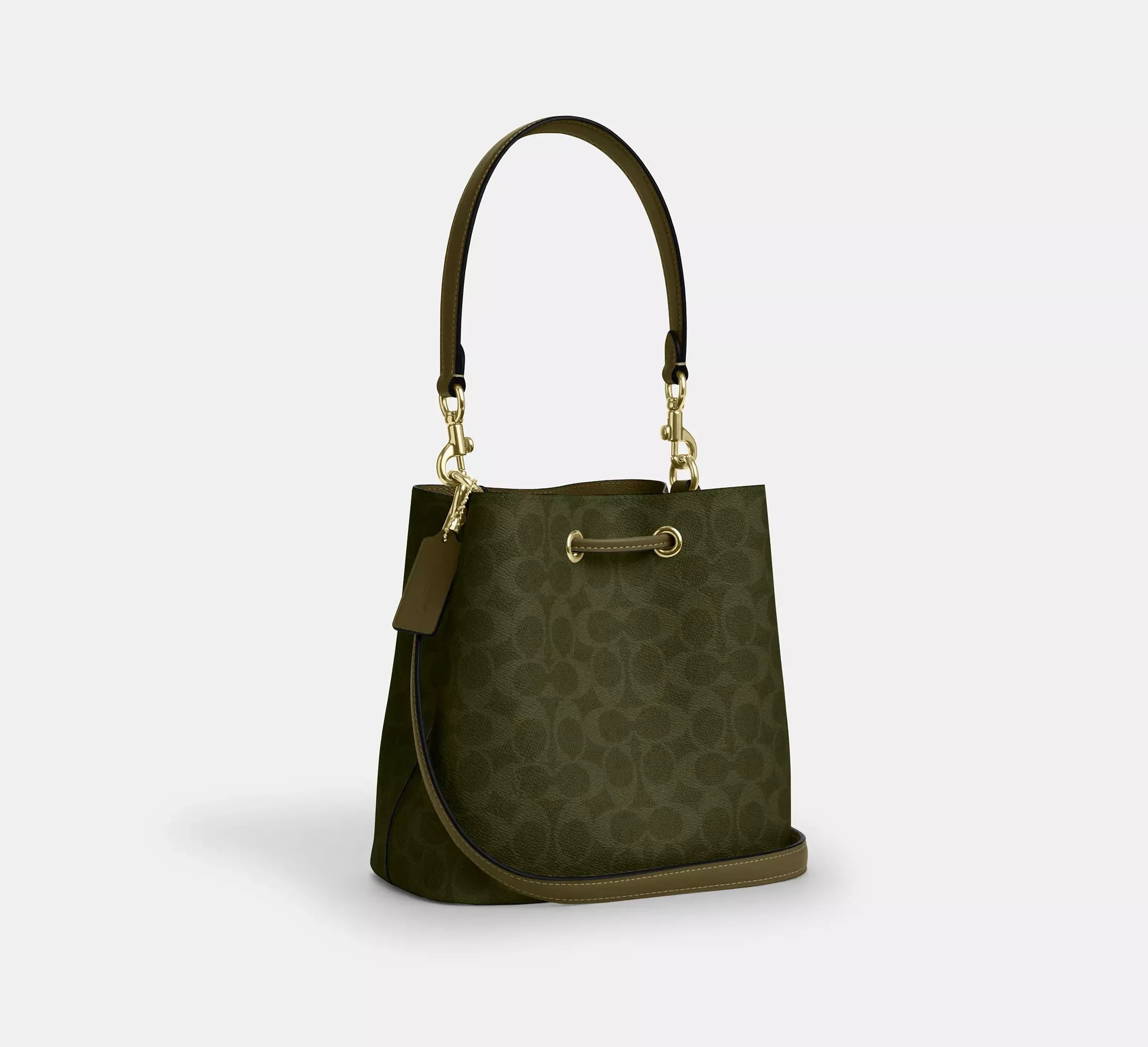 Coach Rowan Bucket Bag In Signature – Gold/Olive - Sneaker Türkiye