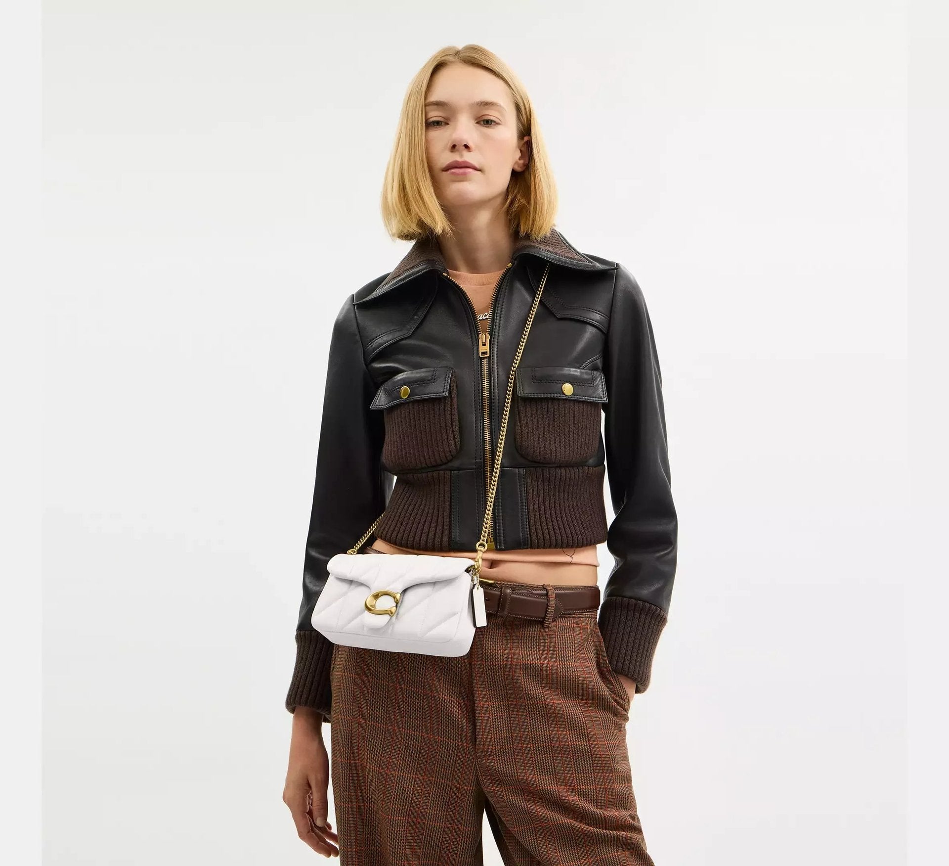 Coach Tabby Chain Crossbody Bag 19 With Quilting – Smooth Leather/Brass/Chalk - Sneaker Türkiye