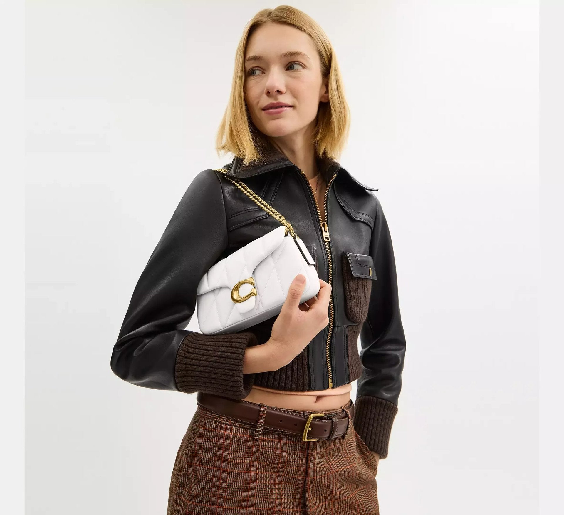 Coach Tabby Chain Crossbody Bag 19 With Quilting – Smooth Leather/Brass/Chalk - Sneaker Türkiye