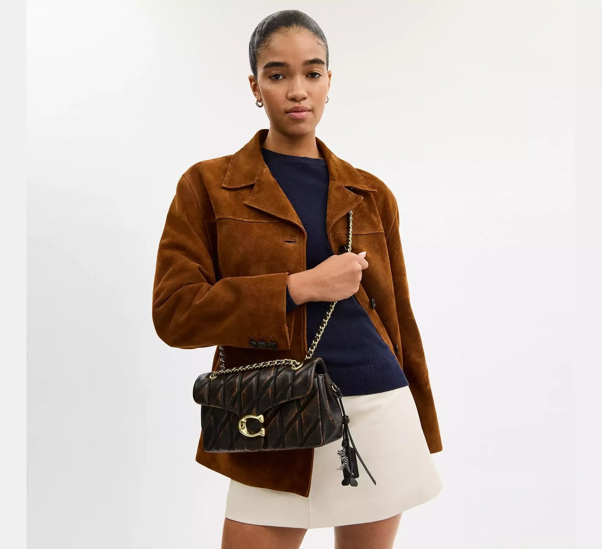 Coach Tabby Shoulder Bag 26 In Loved Leather With Quilting – Black Brown - Sneaker Türkiye