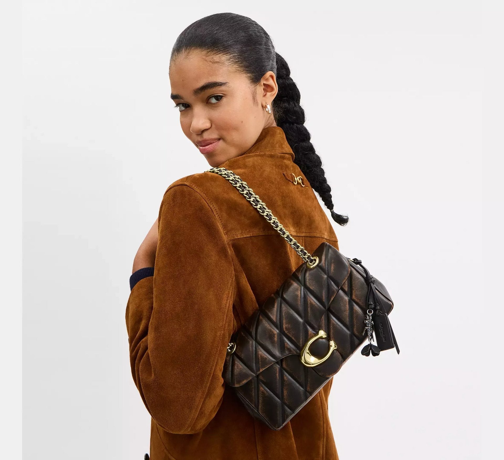 Coach Tabby Shoulder Bag 26 In Loved Leather With Quilting – Black Brown - Sneaker Türkiye