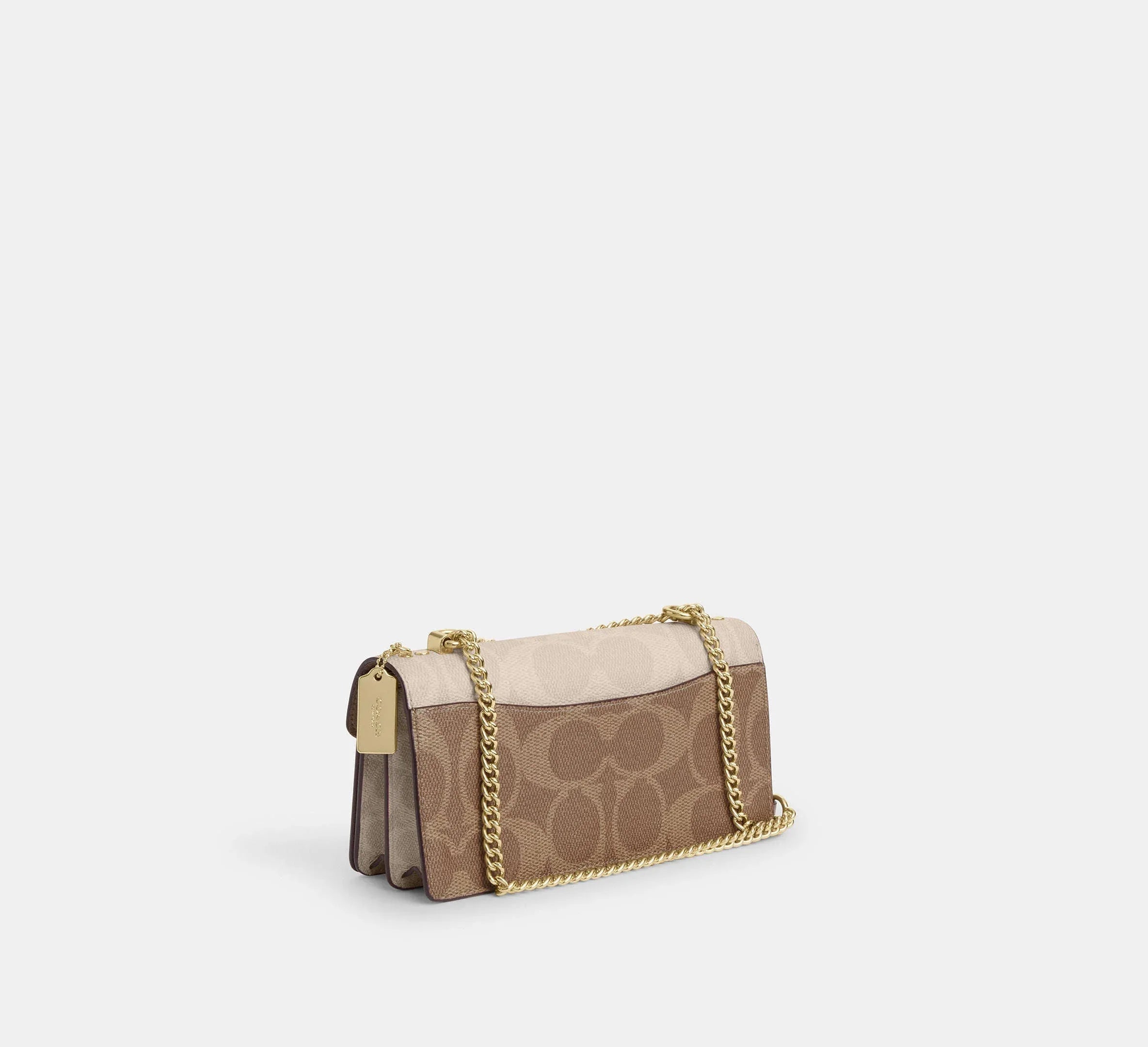 Coach Klare Envelope Crossbody Bag In Blocked Signature – Gold/Sand/Tan - Sneaker Türkiye