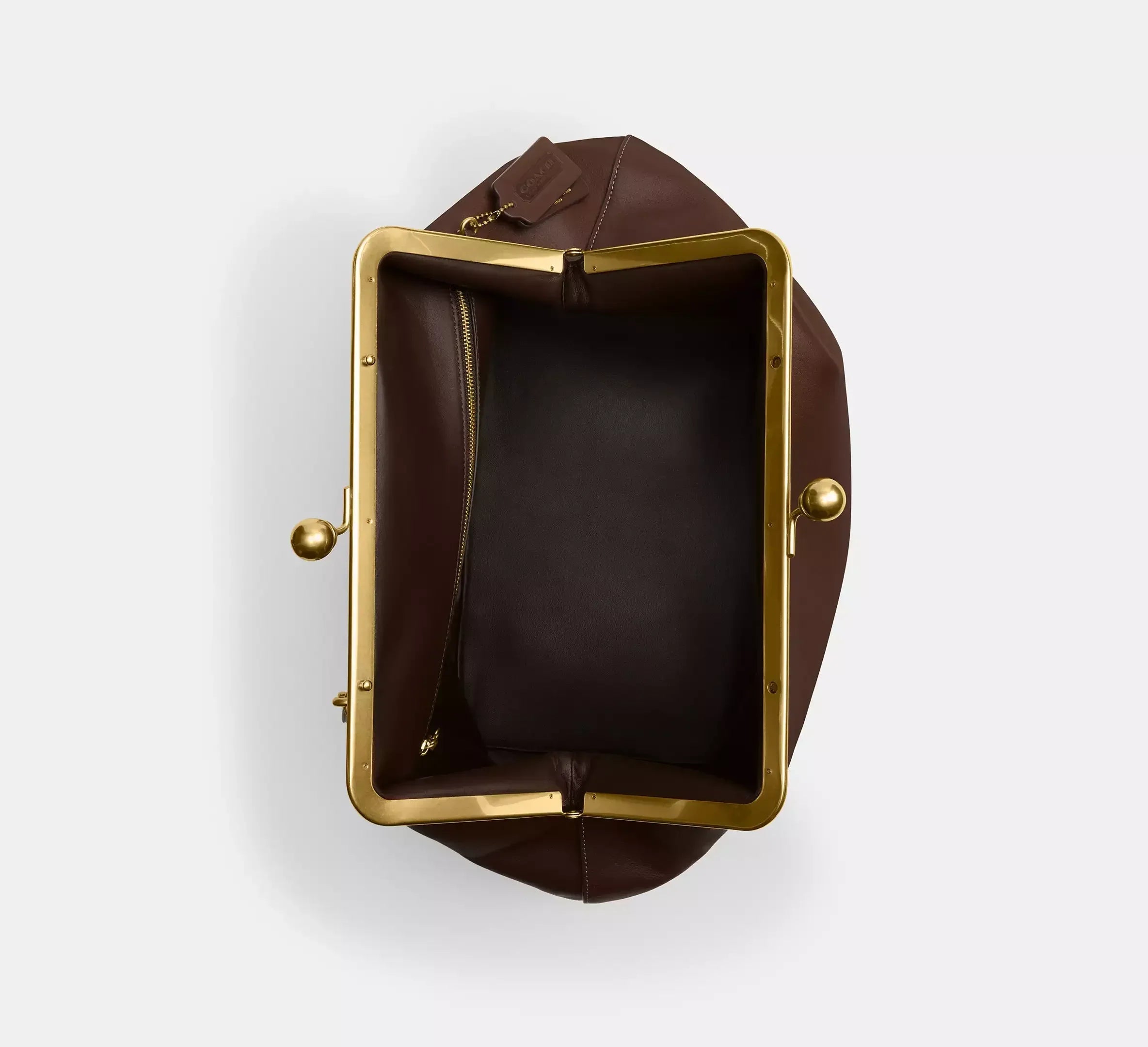 Coach Large Kisslock Frame Bag SEZON – Brass/Dark Brown - Sneaker Türkiye