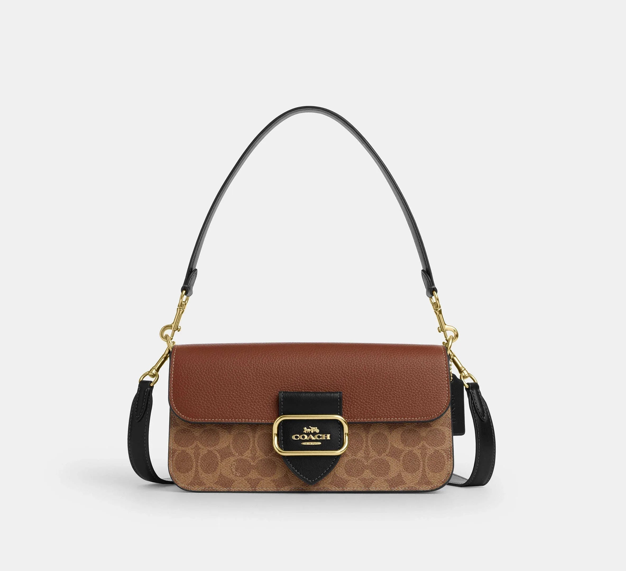 Coach Morgan Shoulder Bag In Colorblock Signature – Gold/Tan Multi - Sneaker Türkiye