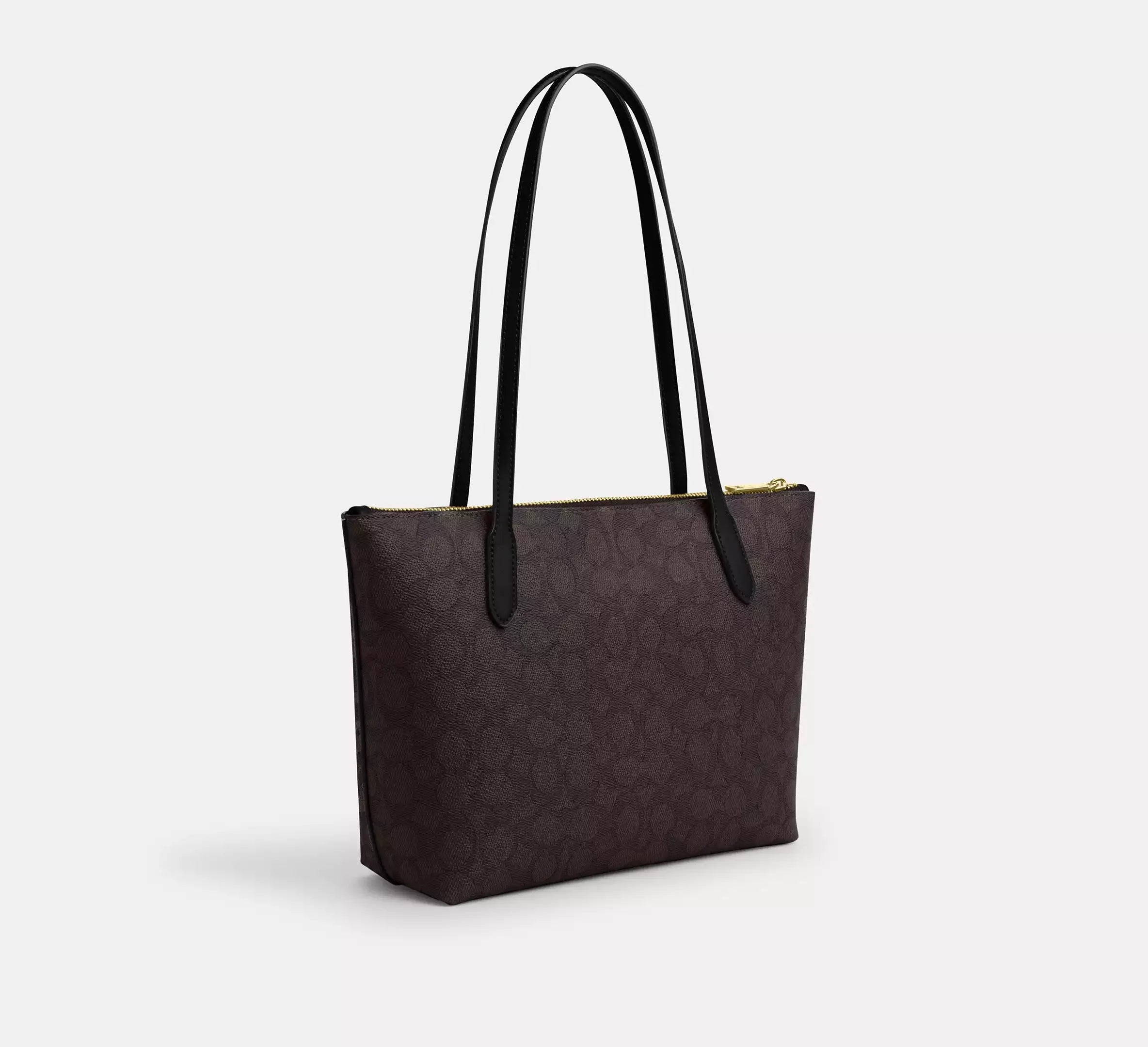 Coach Fiona Zip Tote Bag In Signature – Gold/Walnut/Black - Sneaker Türkiye