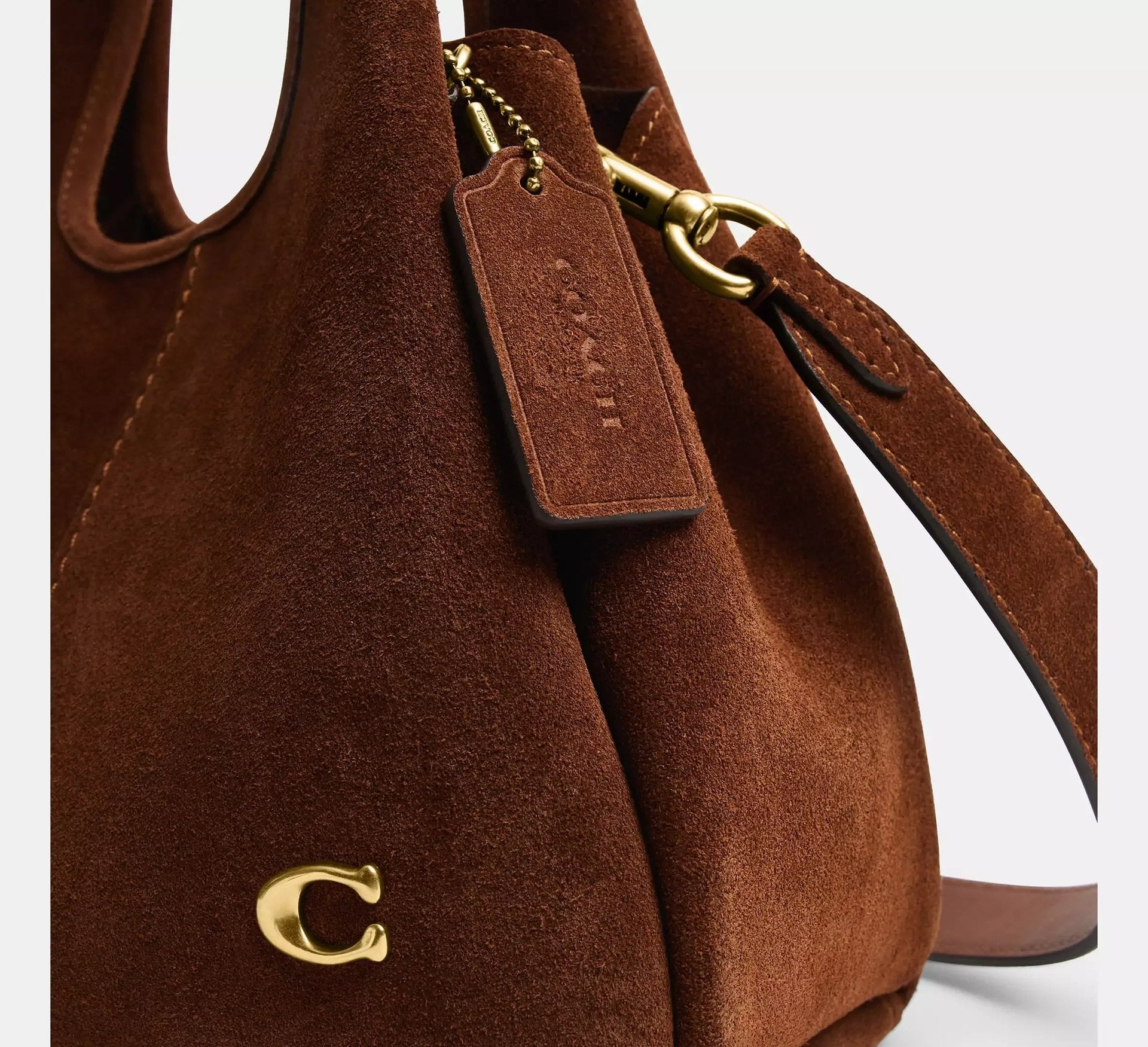 Coach Lana Shoulder Bag 23 Suede/Brass/Warm Brown - Sneaker Türkiye
