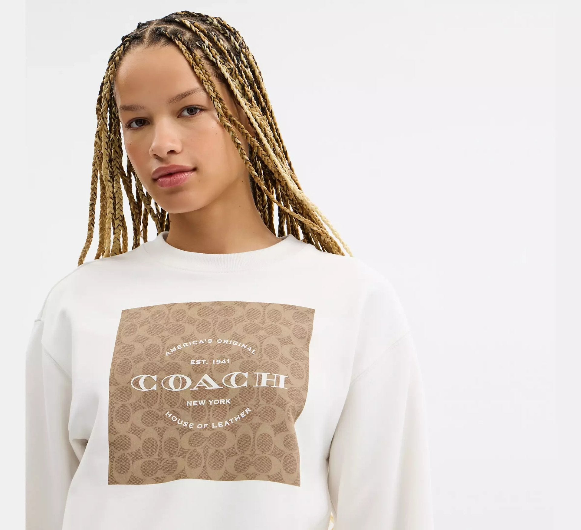 Coach Signature Square Crewneck Sweater – White - Sneaker Türkiye