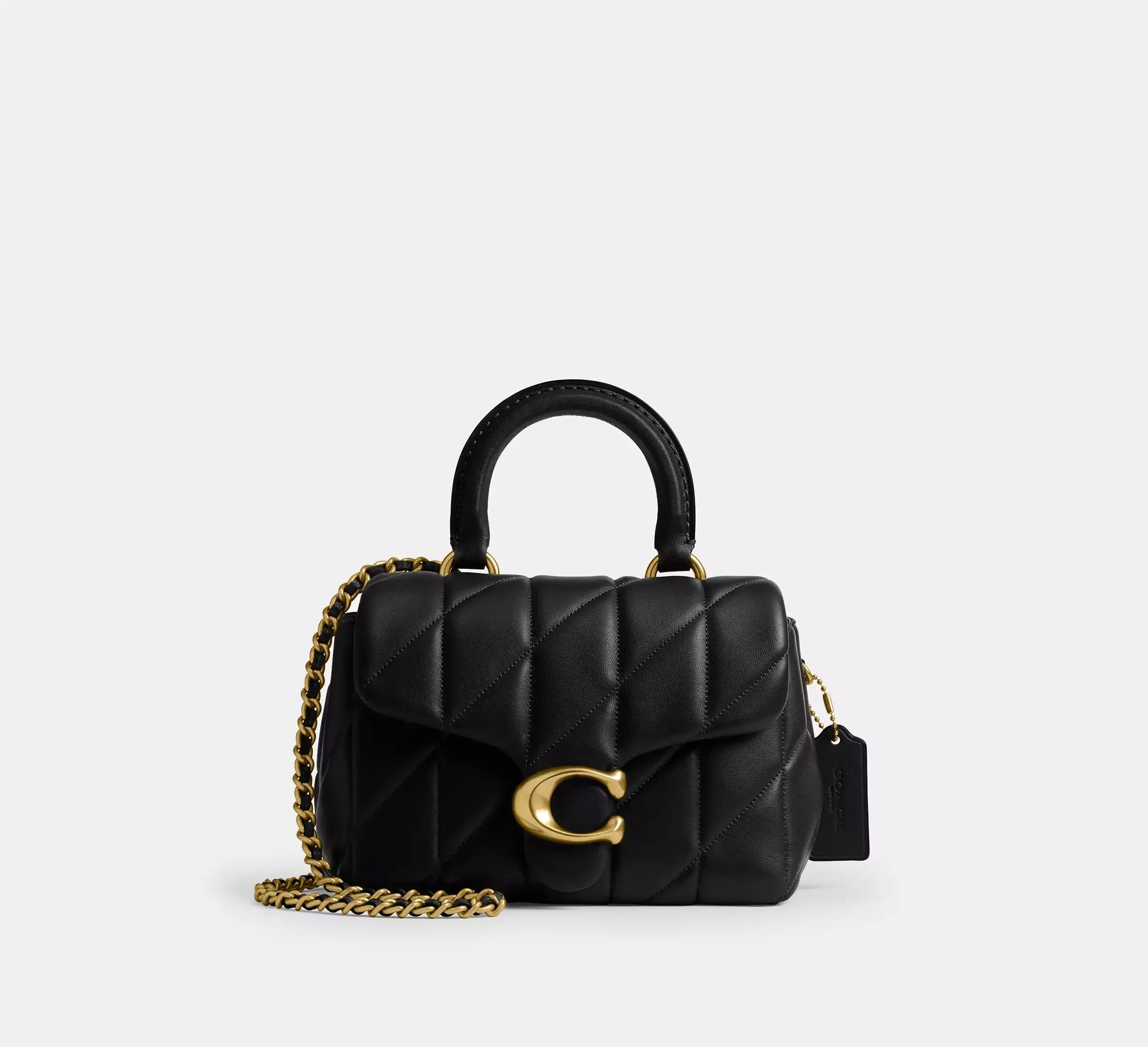 Coach Tabby Top Handle Bag With Quilting – Brass/Black - Sneaker Türkiye