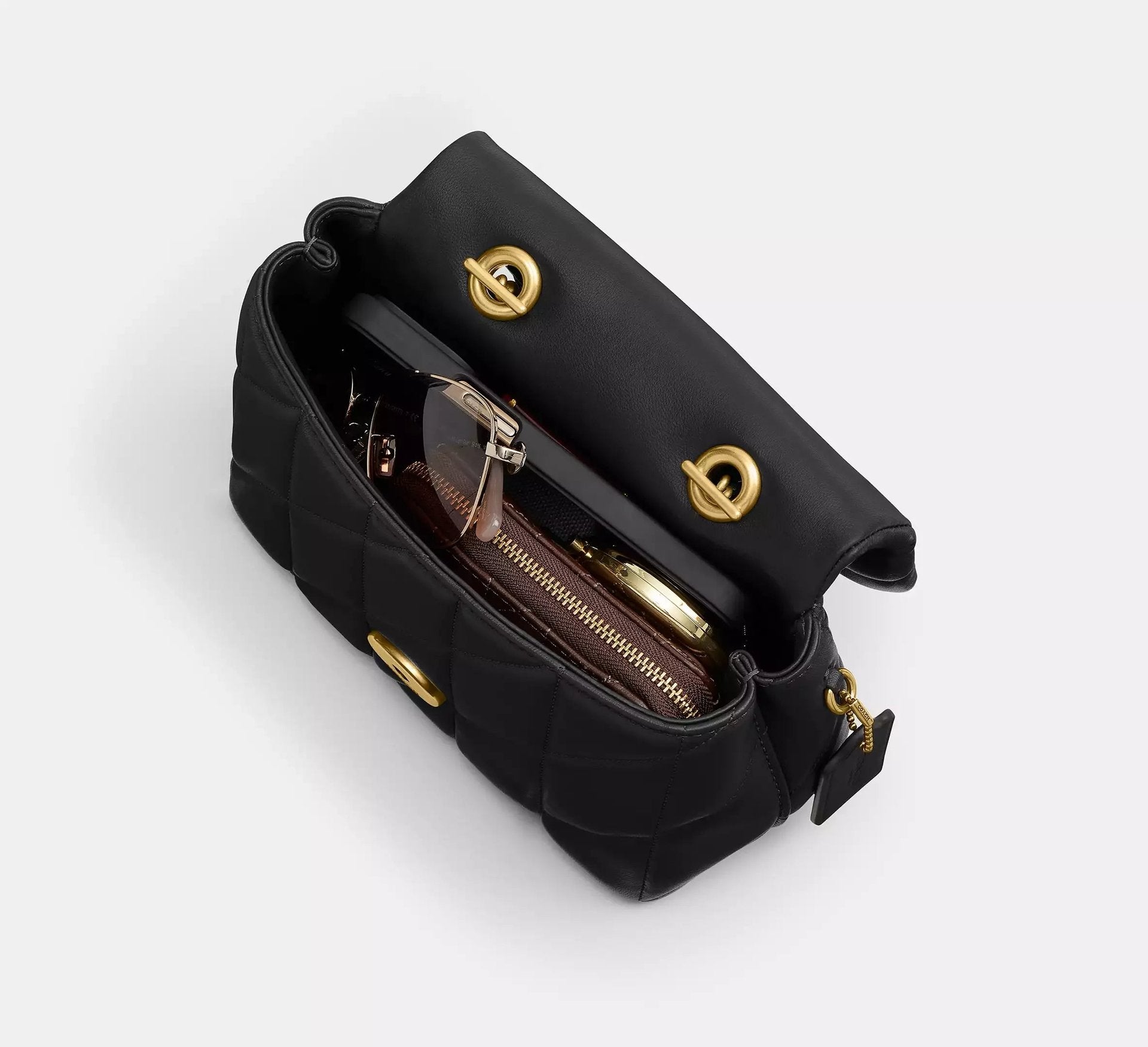 Coach Tabby Top Handle Bag With Quilting – Brass/Black - Sneaker Türkiye