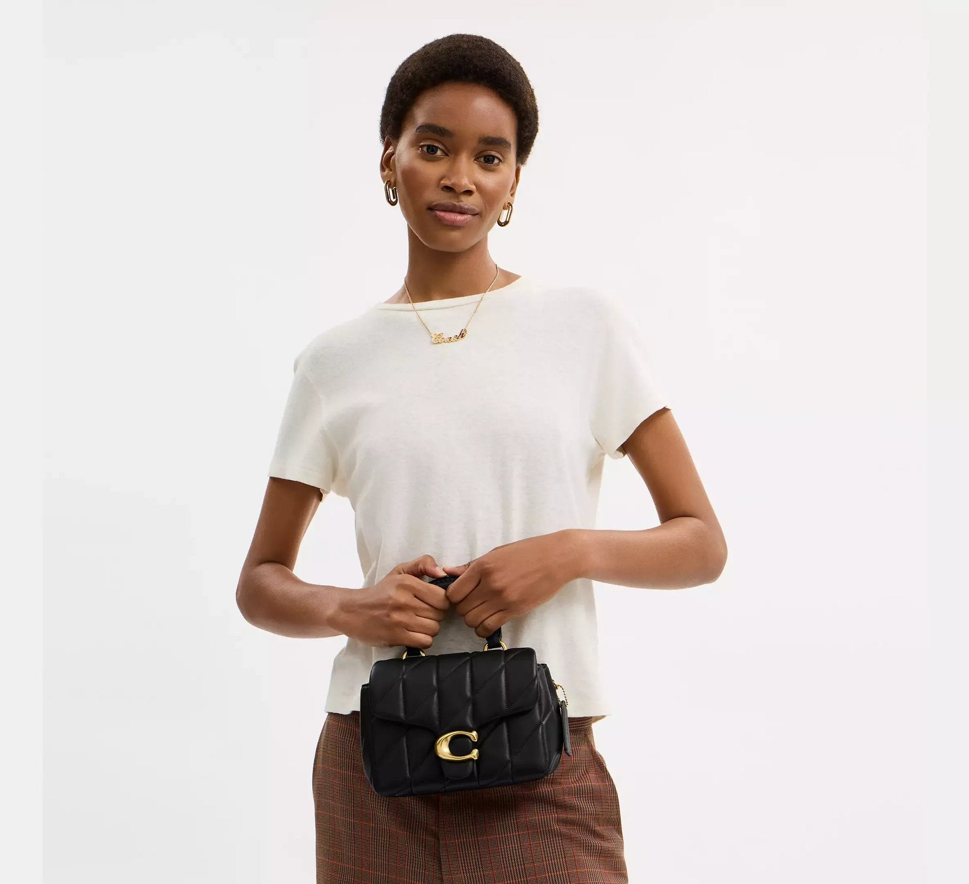 Coach Tabby Top Handle Bag With Quilting – Brass/Black - Sneaker Türkiye