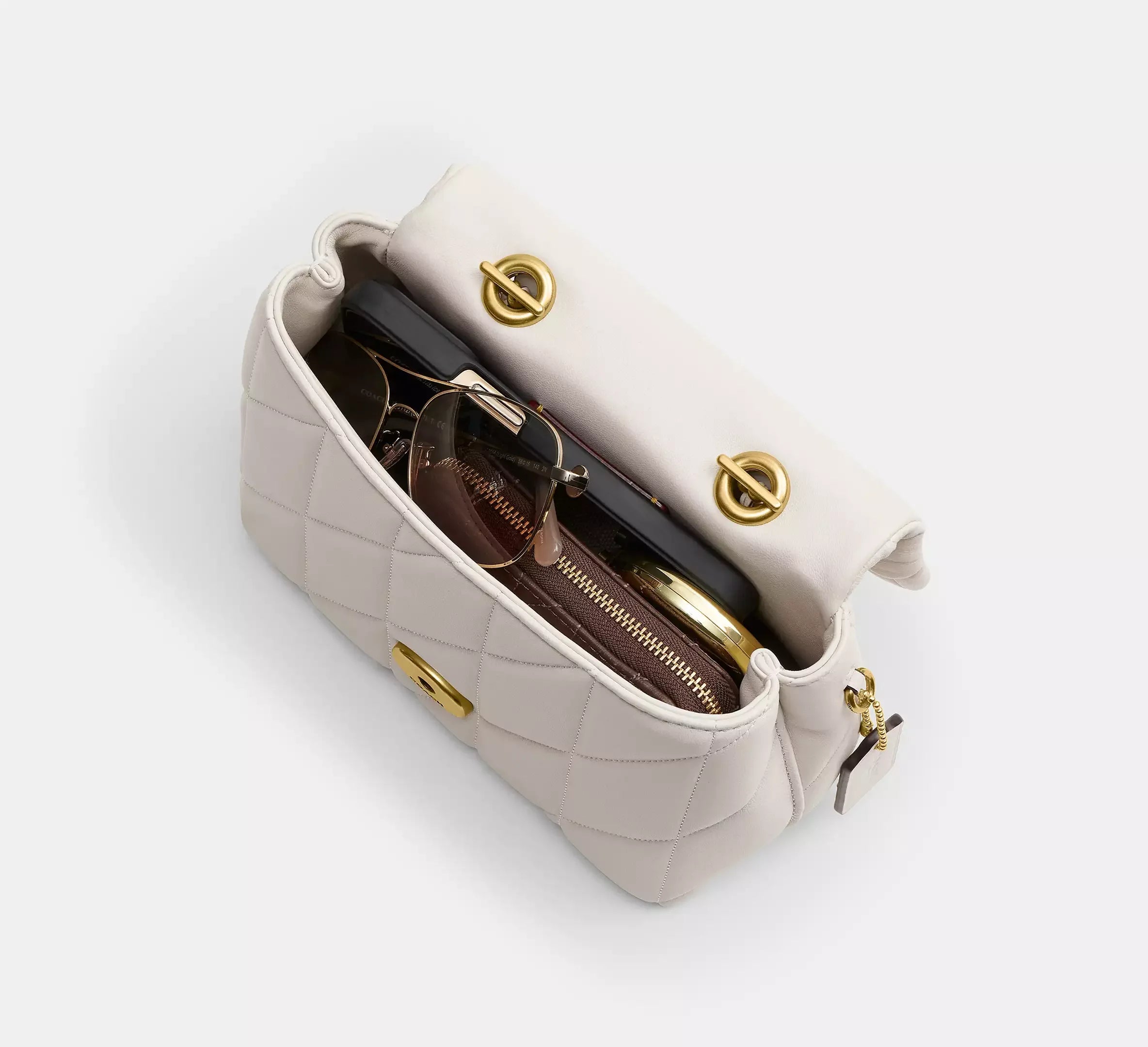 Coach Tabby Top Handle Bag With Quilting – Brass/Chalk - Sneaker Türkiye