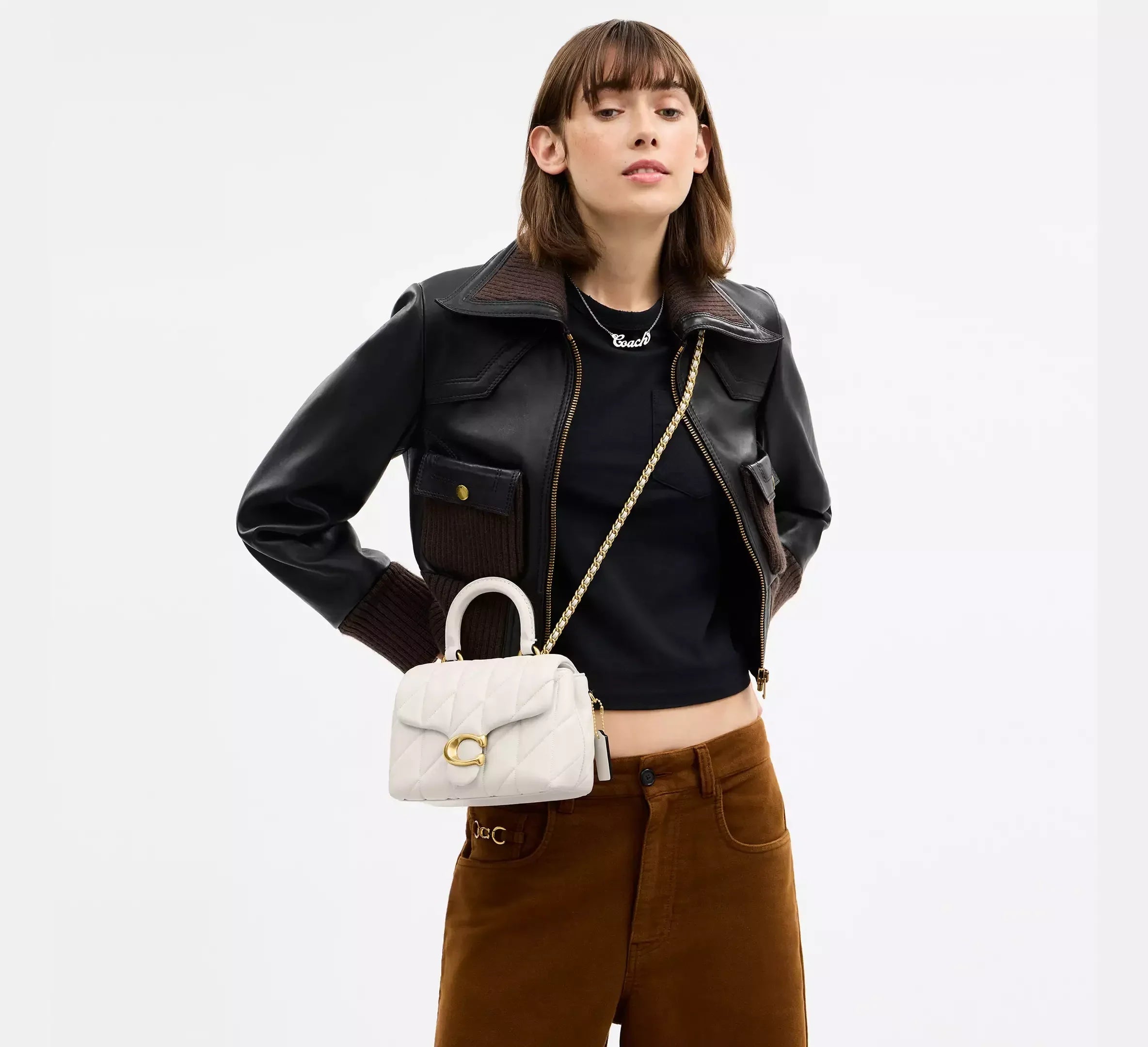 Coach Tabby Top Handle Bag With Quilting – Brass/Chalk - Sneaker Türkiye