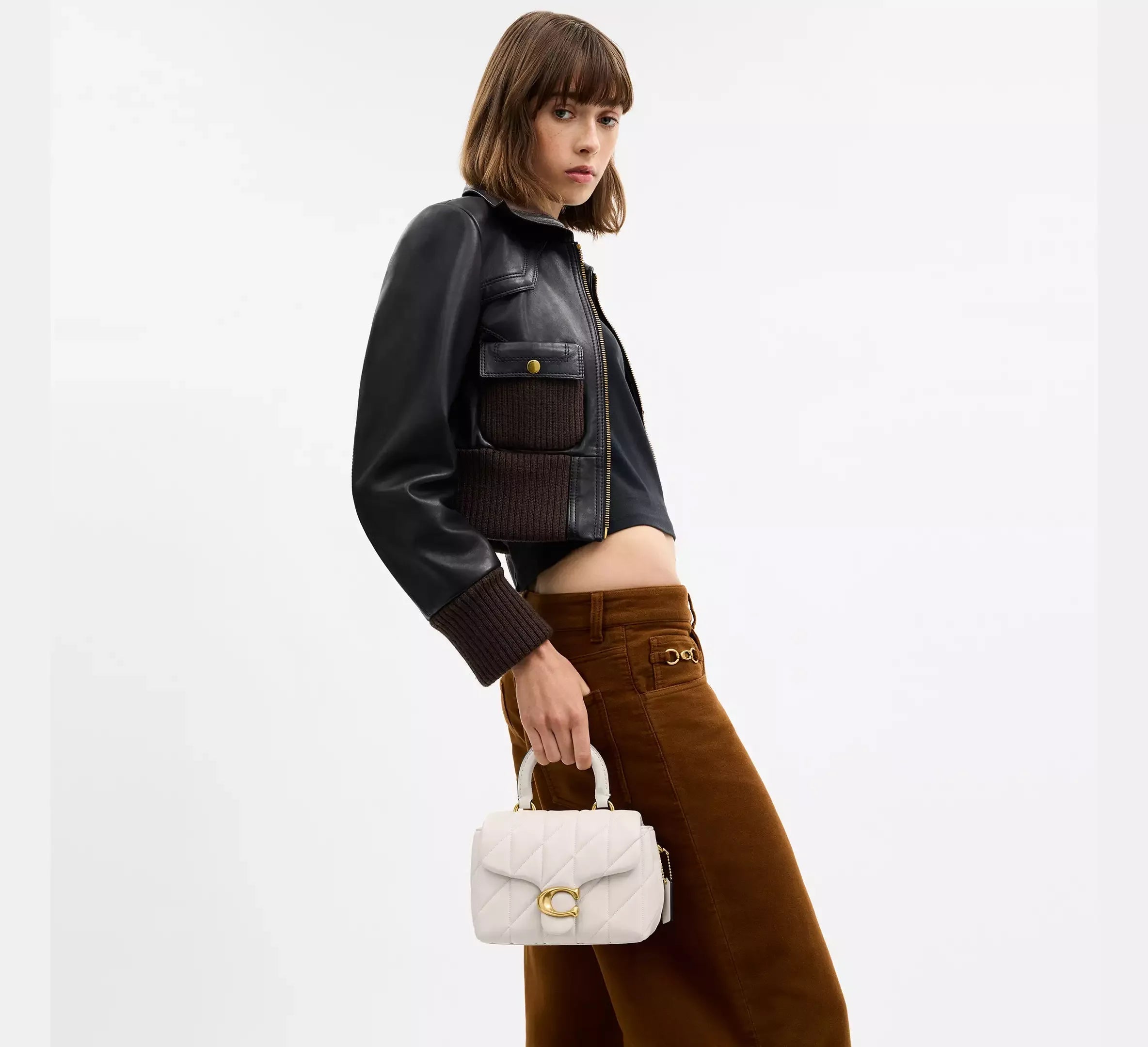 Coach Tabby Top Handle Bag With Quilting – Brass/Chalk - Sneaker Türkiye