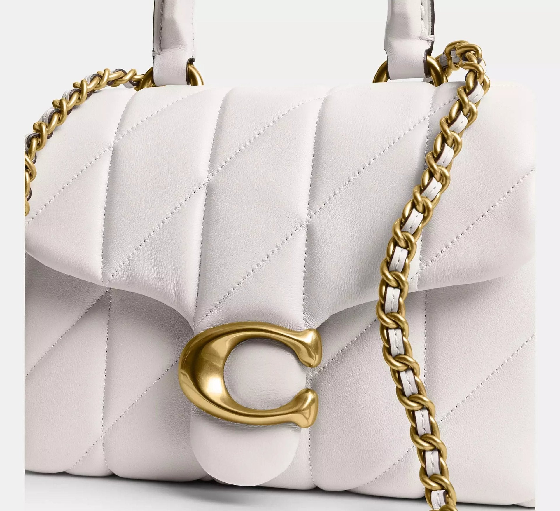 Coach Tabby Top Handle Bag With Quilting – Brass/Chalk - Sneaker Türkiye