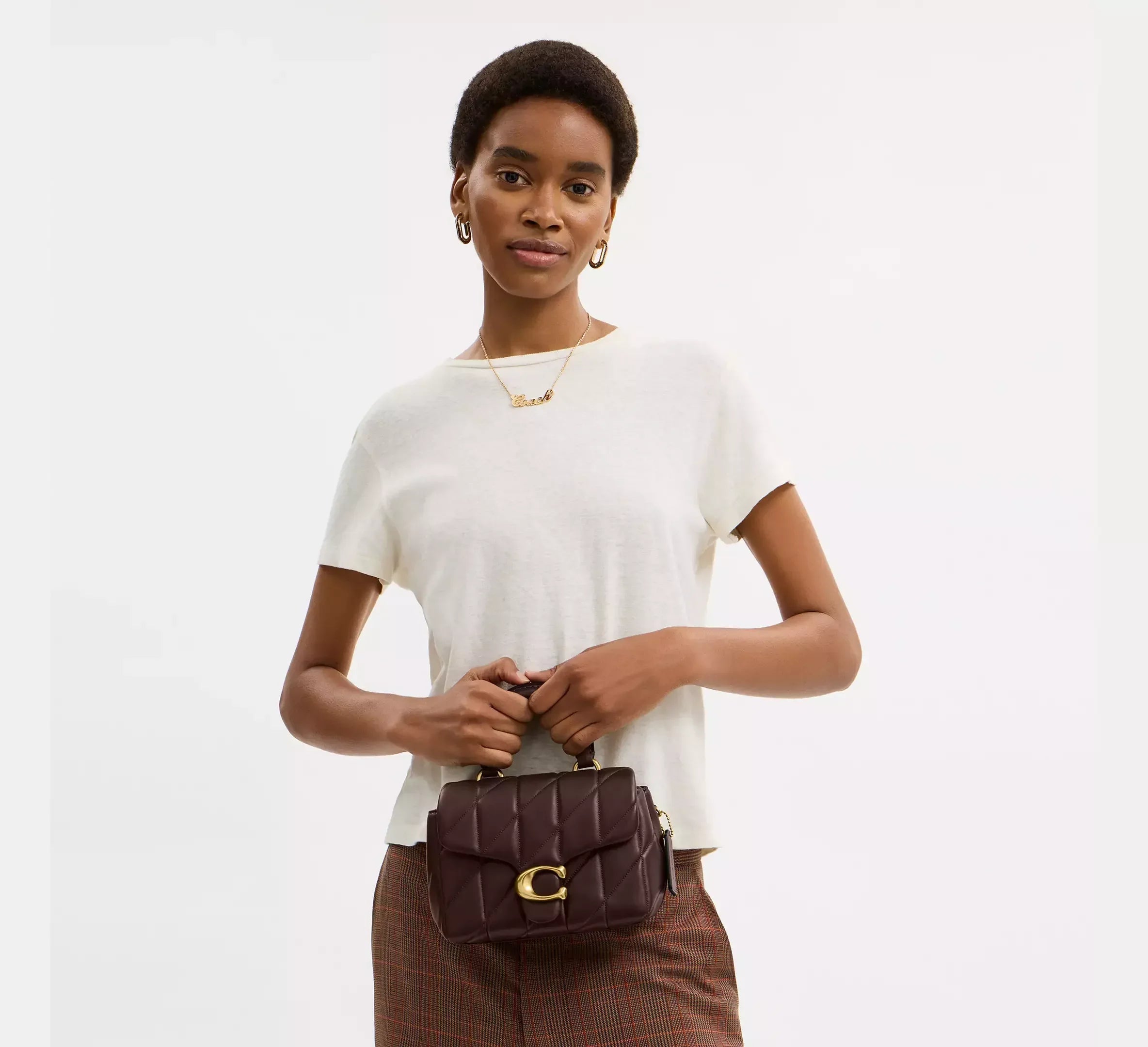 Coach Tabby Top Handle Bag With Quilting – Brass/Maple - Sneaker Türkiye