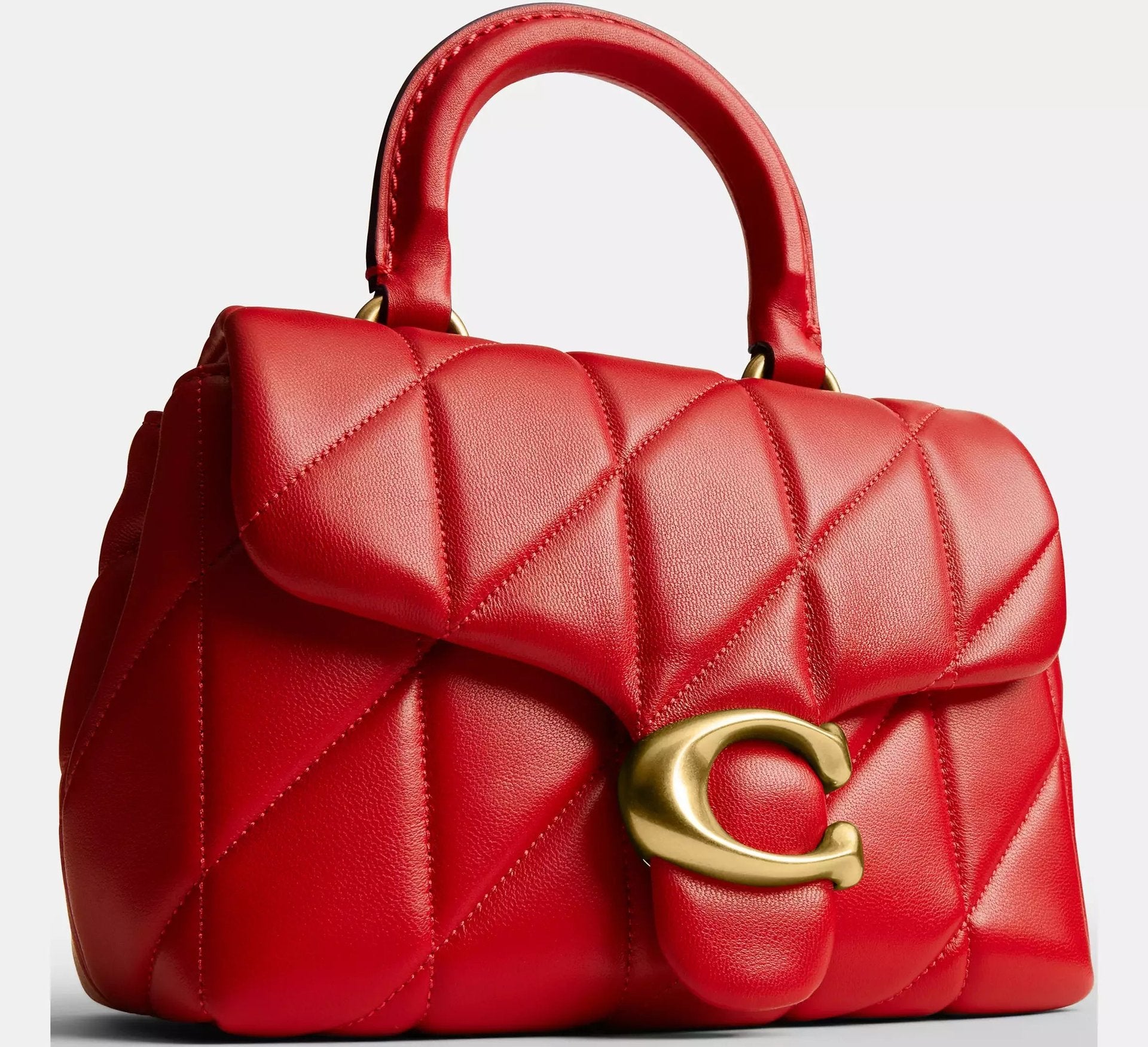 Coach Tabby Top Handle Bag With Quilting – Brass/Candy Apple - Sneaker Türkiye